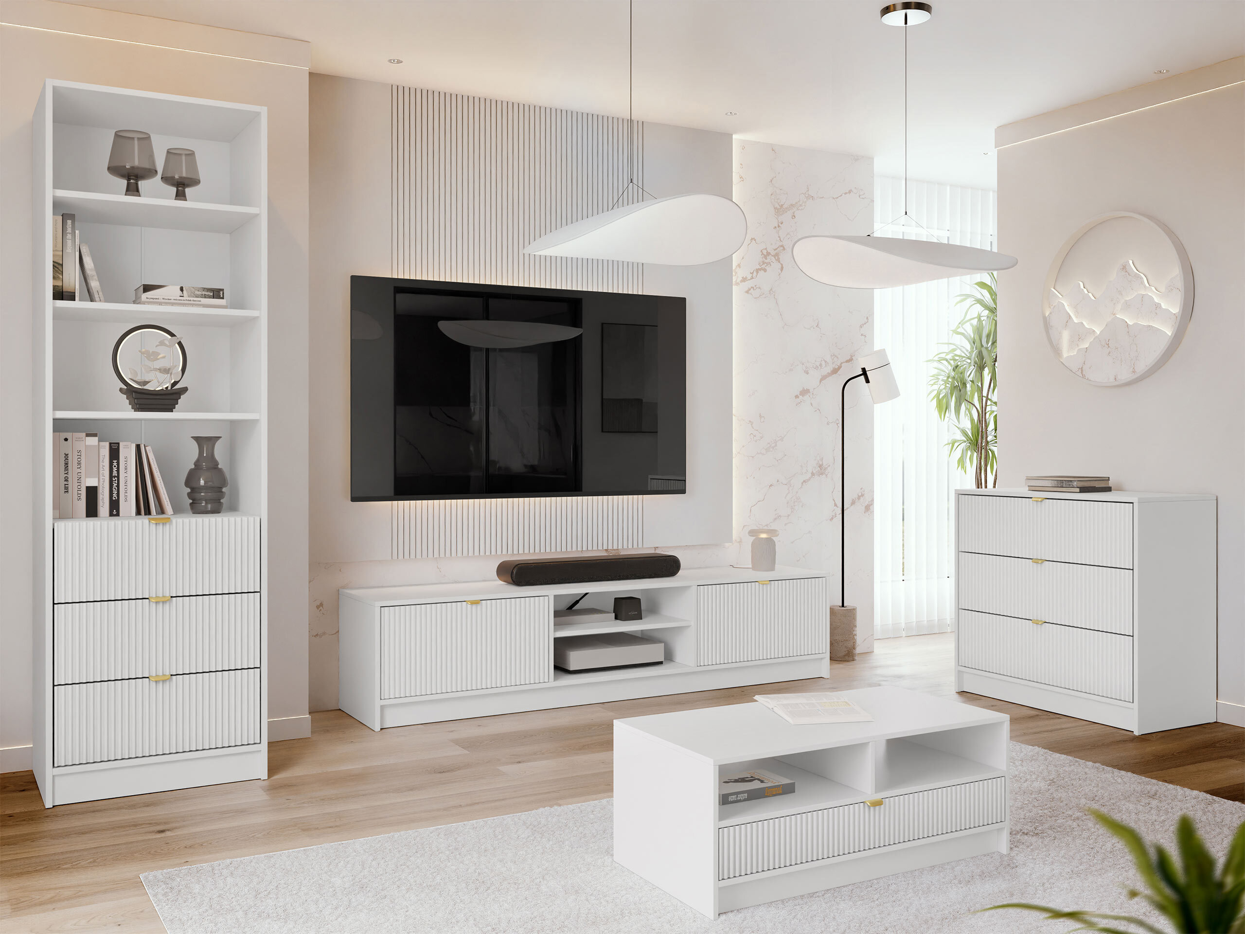 Set za dnevni boravak Comfivo Papilio VII (Bijela)