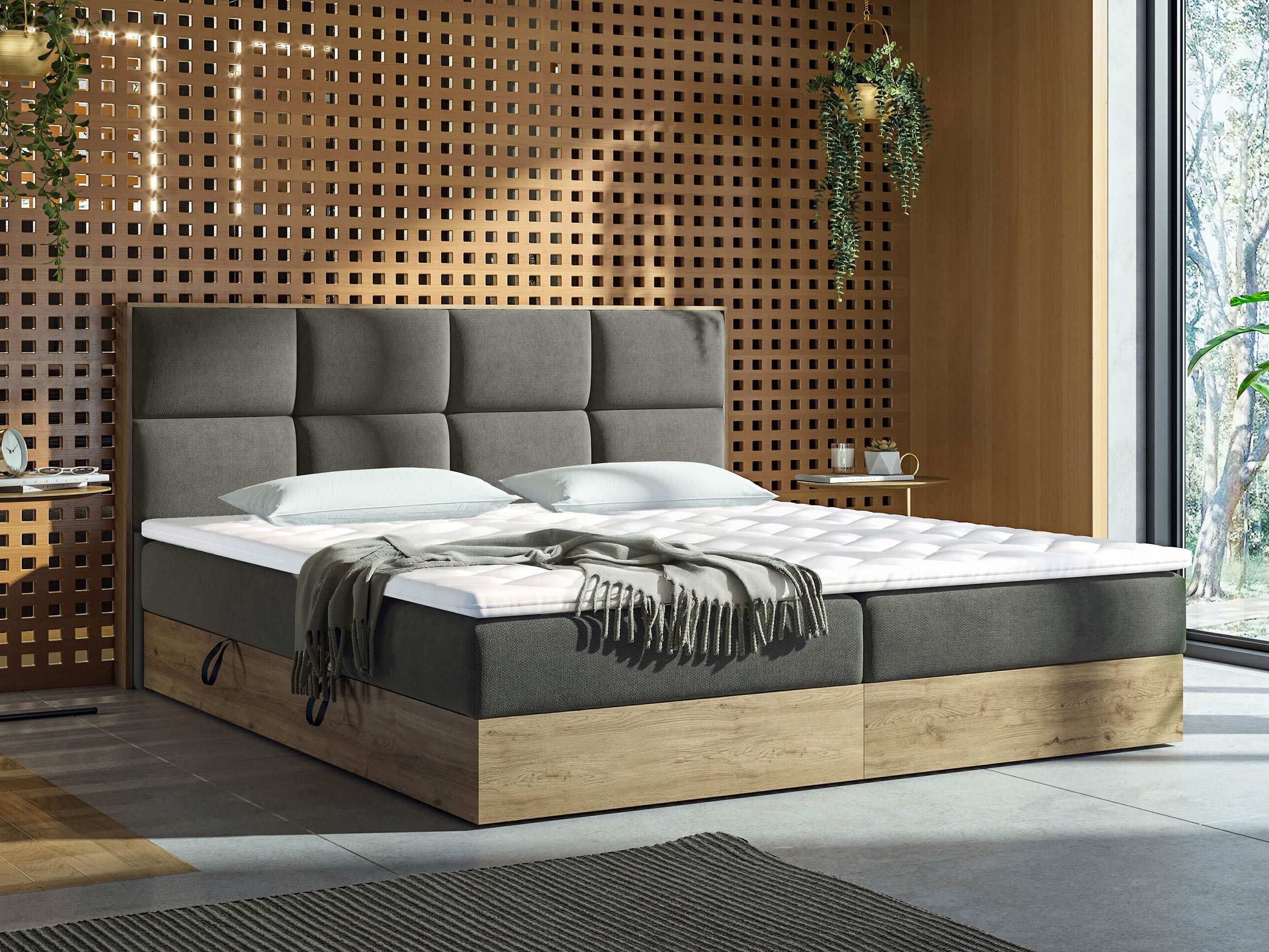 Boxspring krevet ComfiDream Miraena (Zlatni hrast + Soro 97)