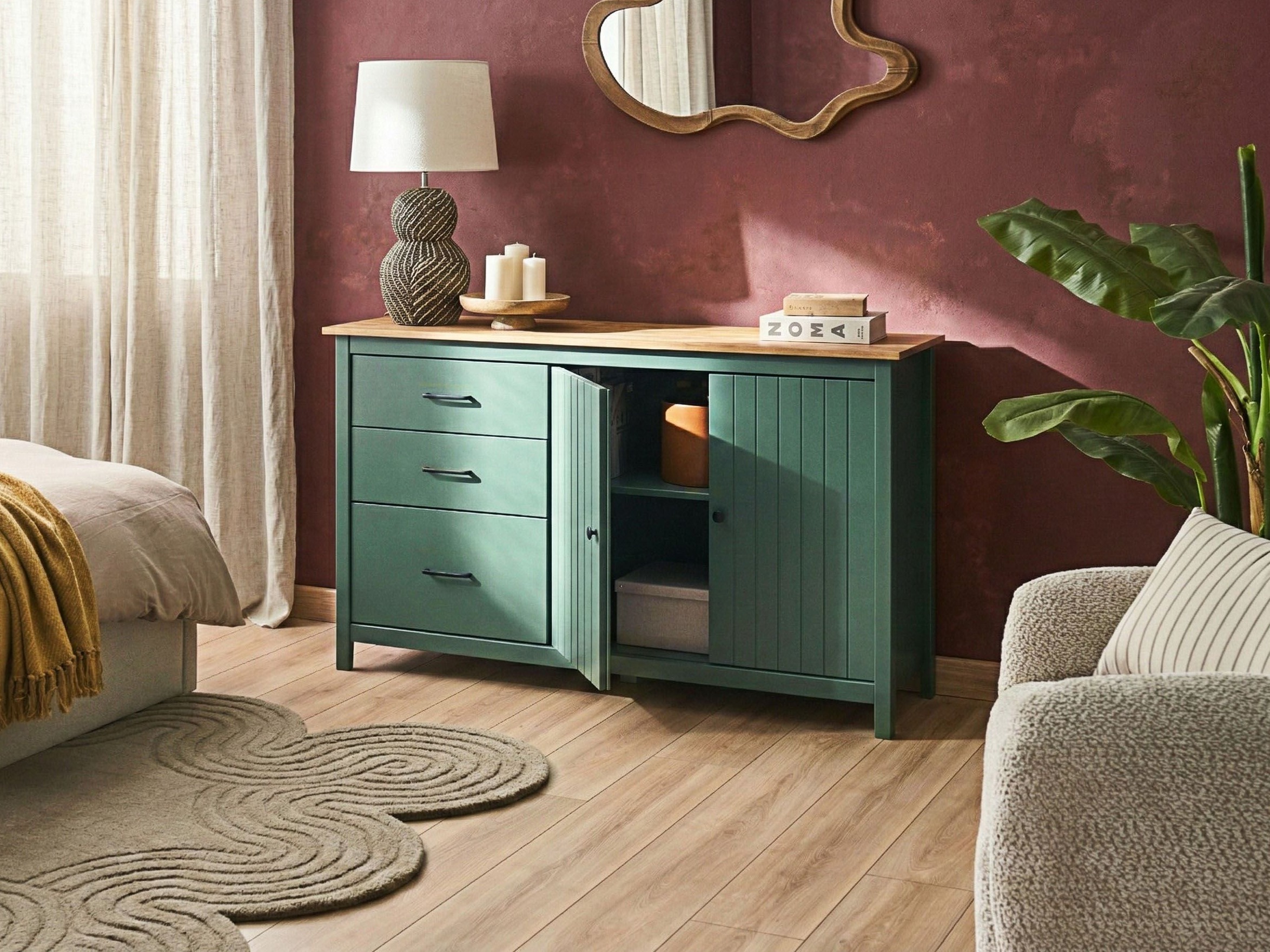 Komoda Berwyn 3317 (Zelena + Bor)
