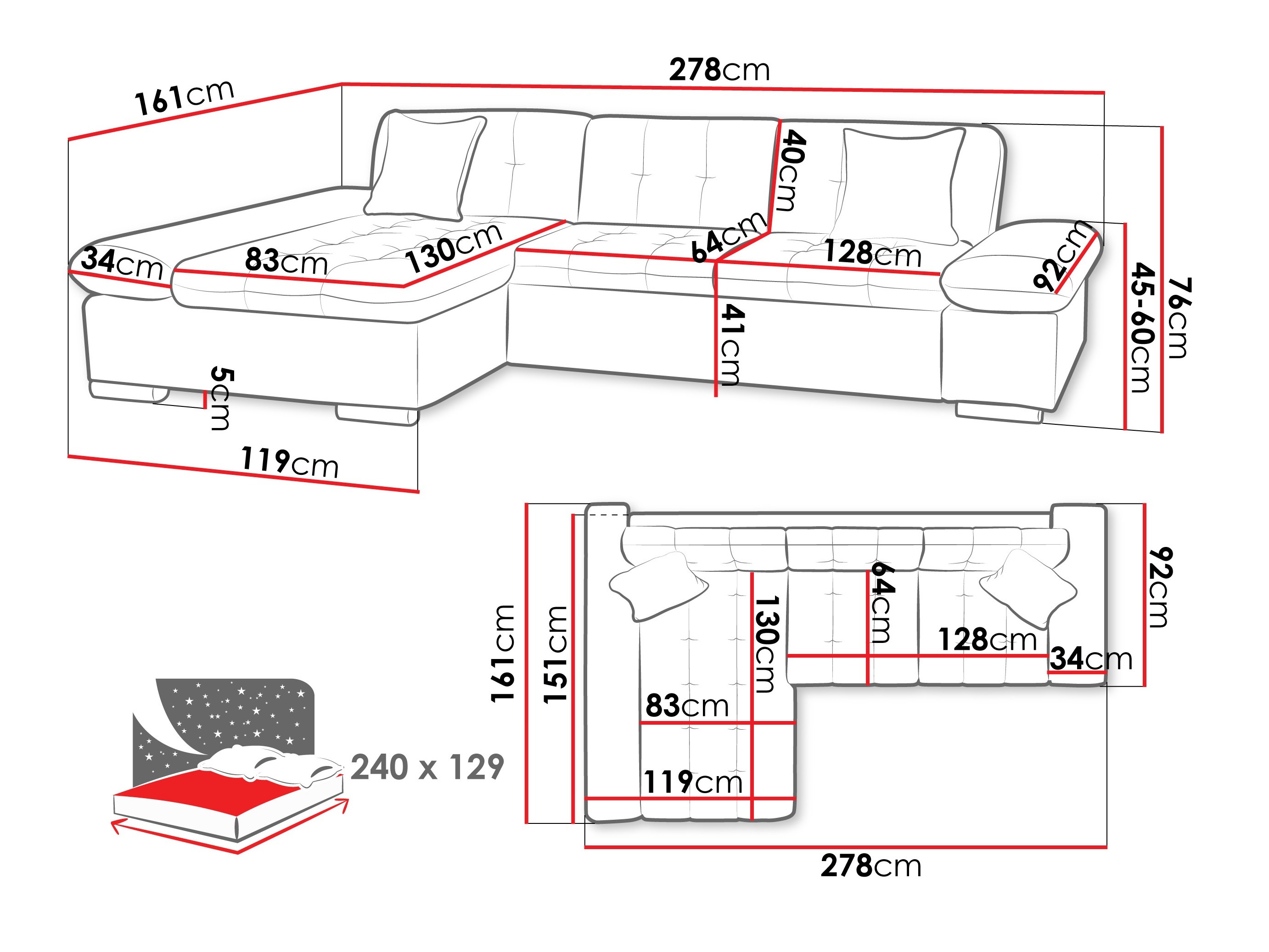 Kutna garnitura Comfivo Sanitas I (Lumo 55)