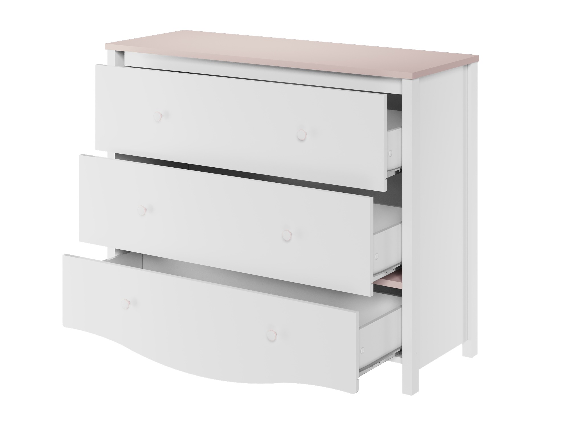 Komoda Velferi 125 (Bijela + Ružičasta)