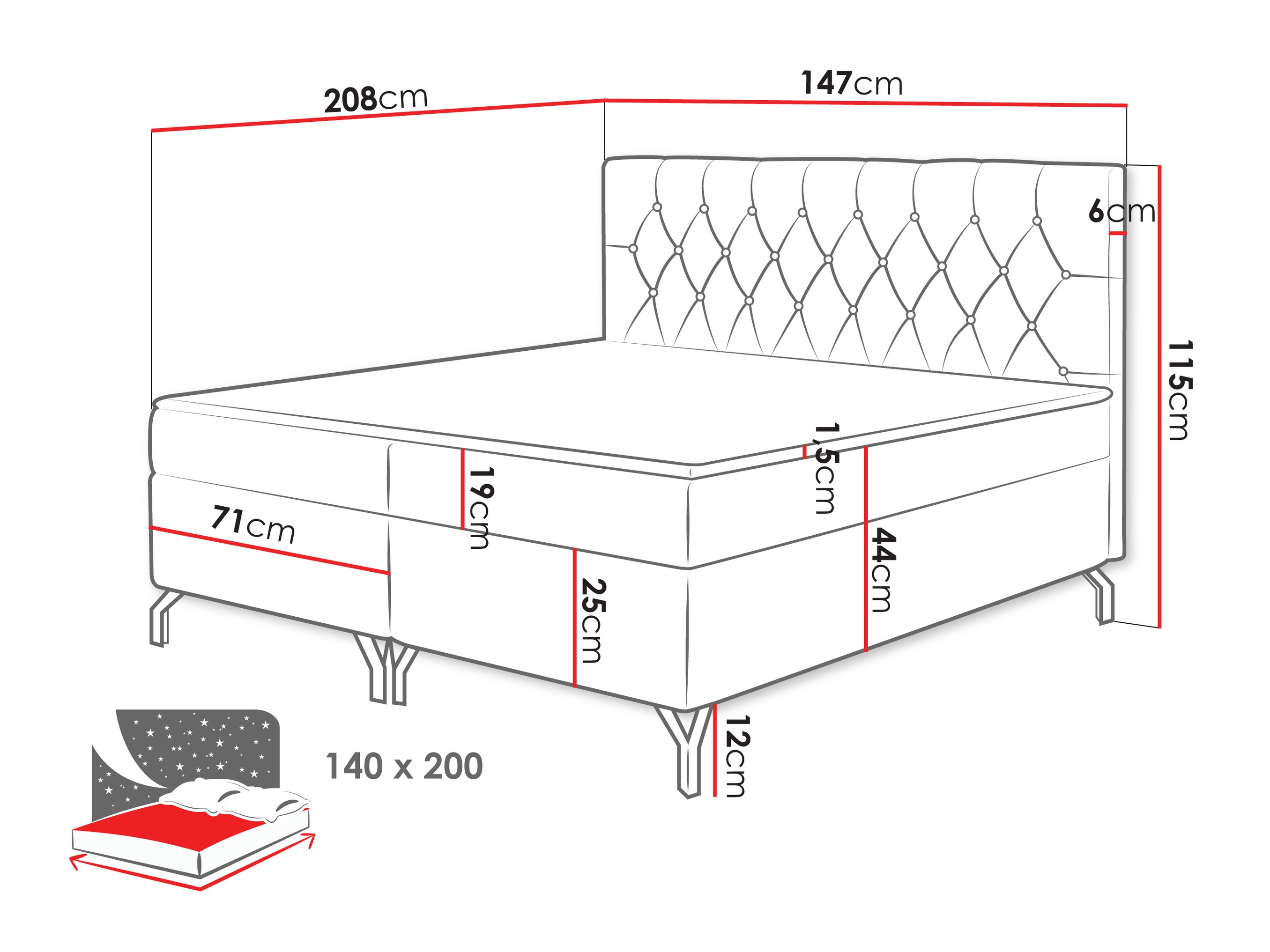 Boxspring krevet Focus (Fresh 01)