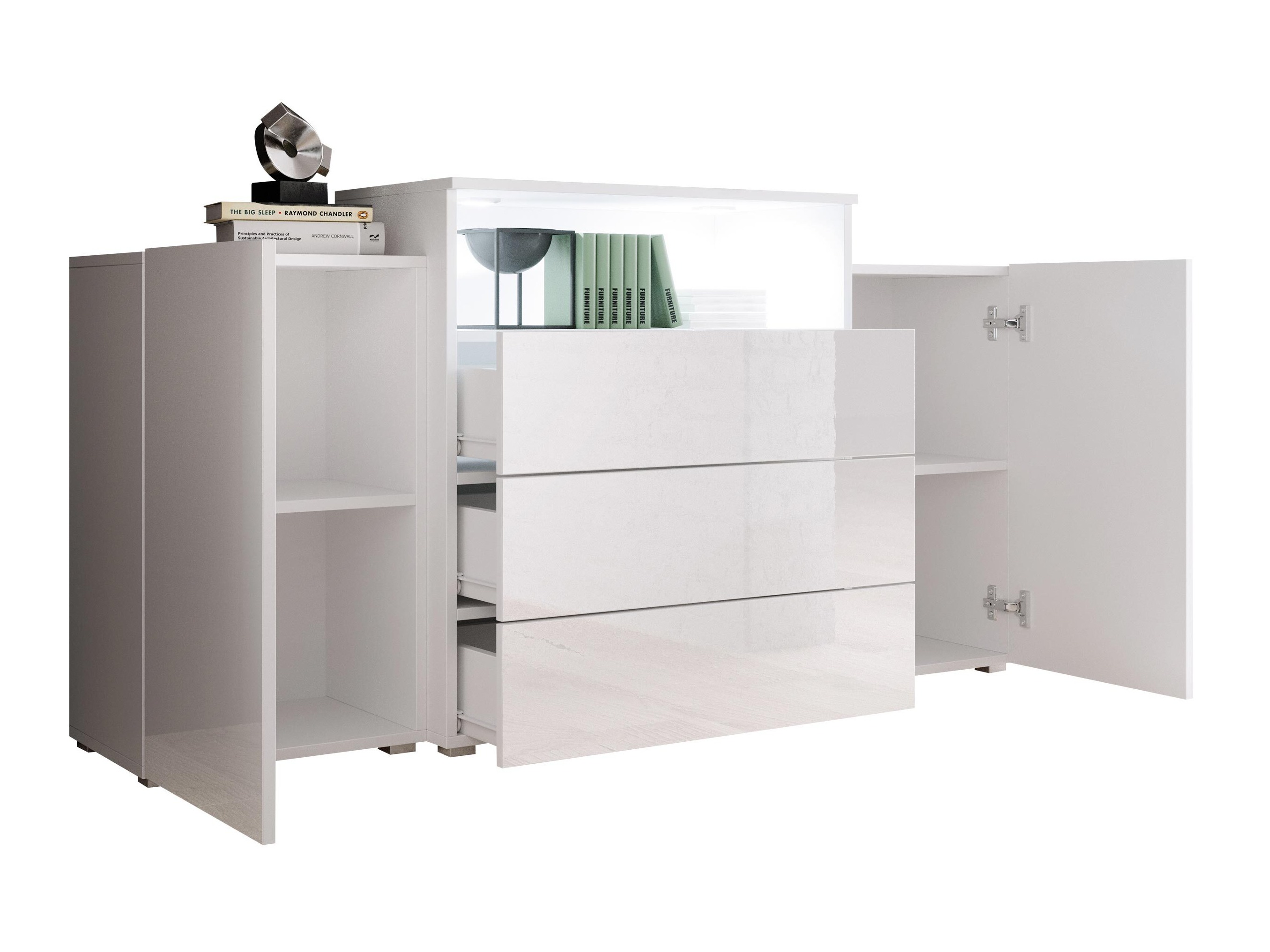 Komoda Sarasota 127 (Bijela + Sjajno bijela)
