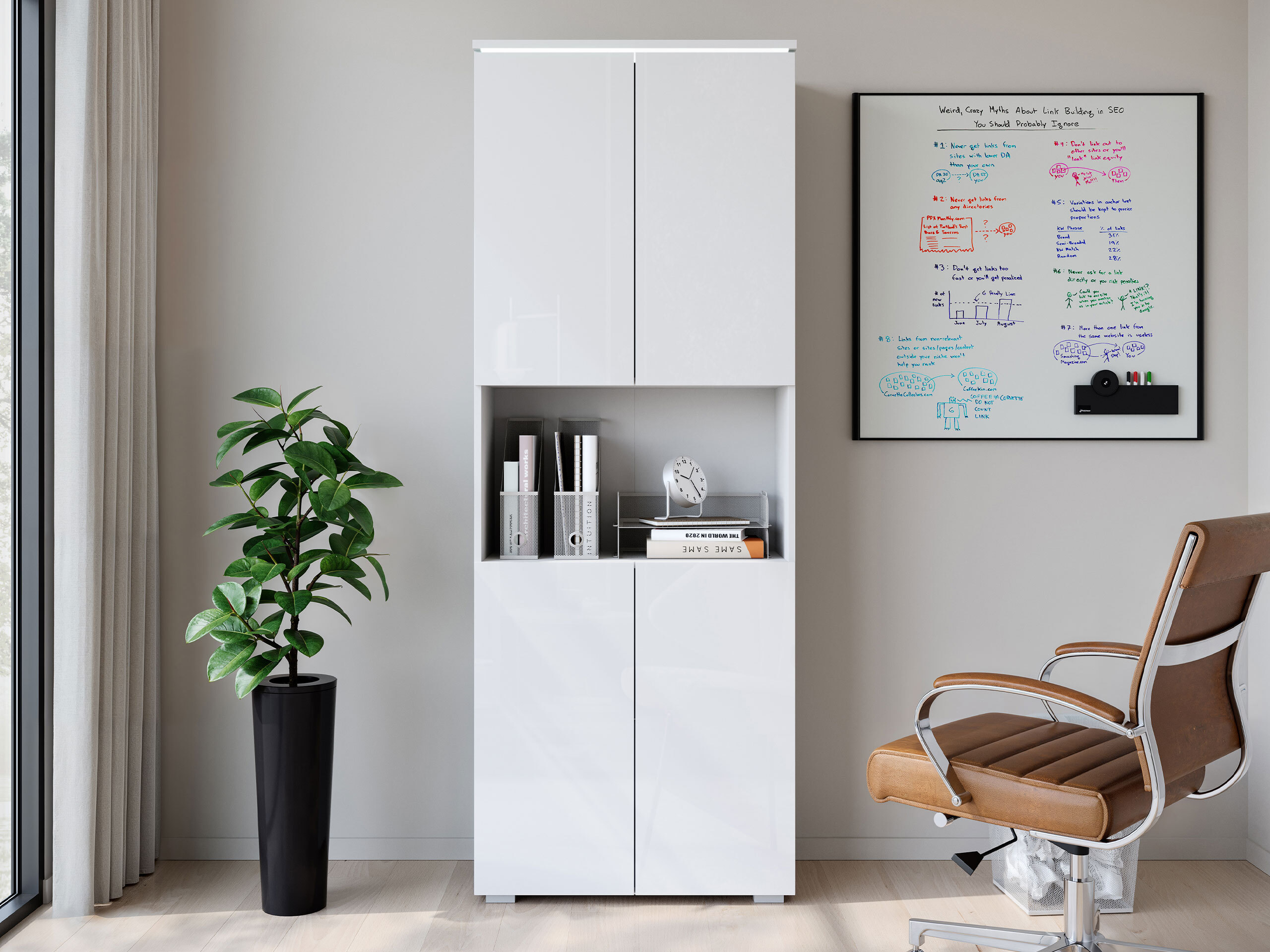 Polica Mirfivo 106 (Bijela + Sjajno bijela)