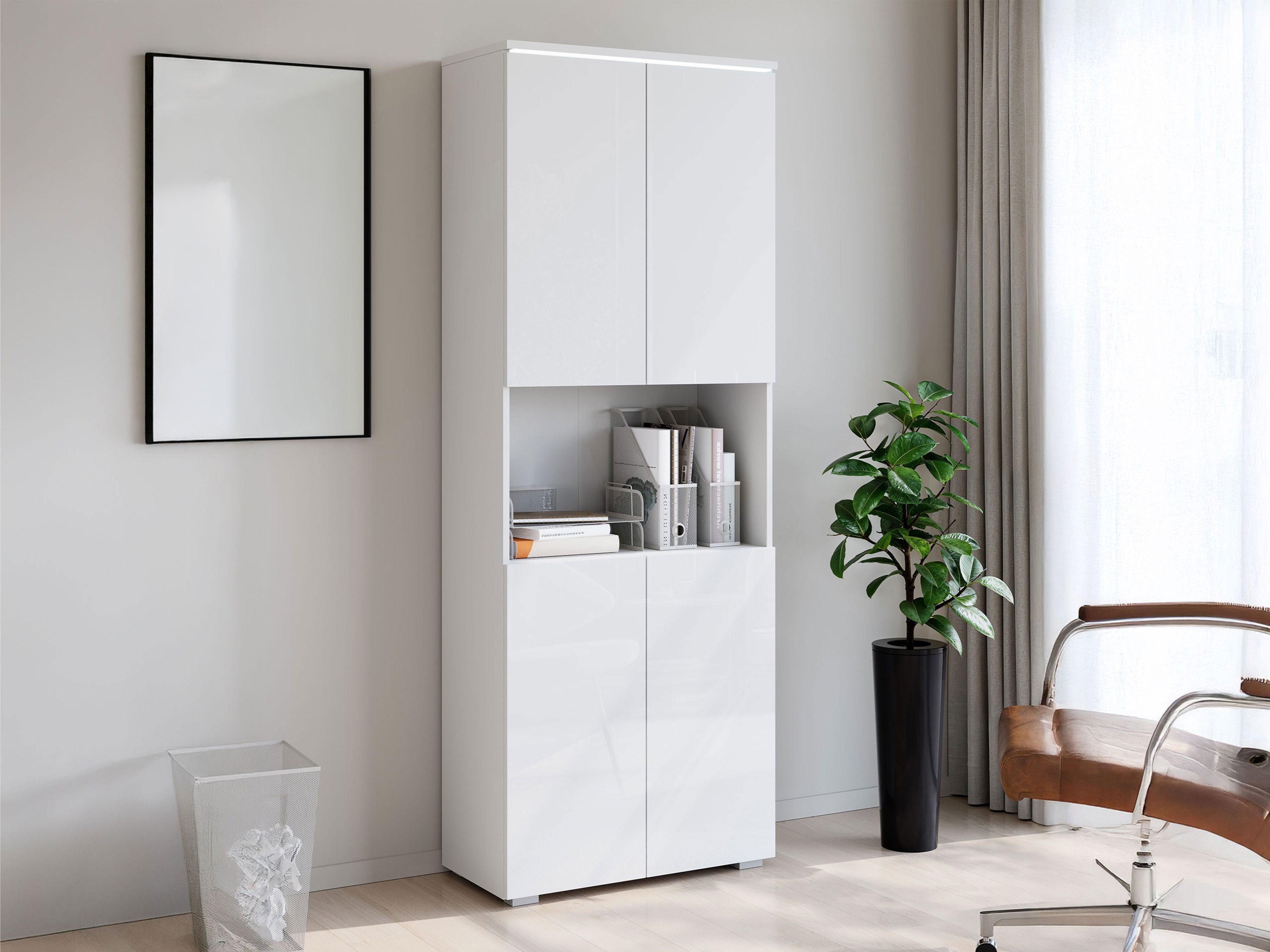 Polica Mirfivo 106 (Bijela + Sjajno bijela)