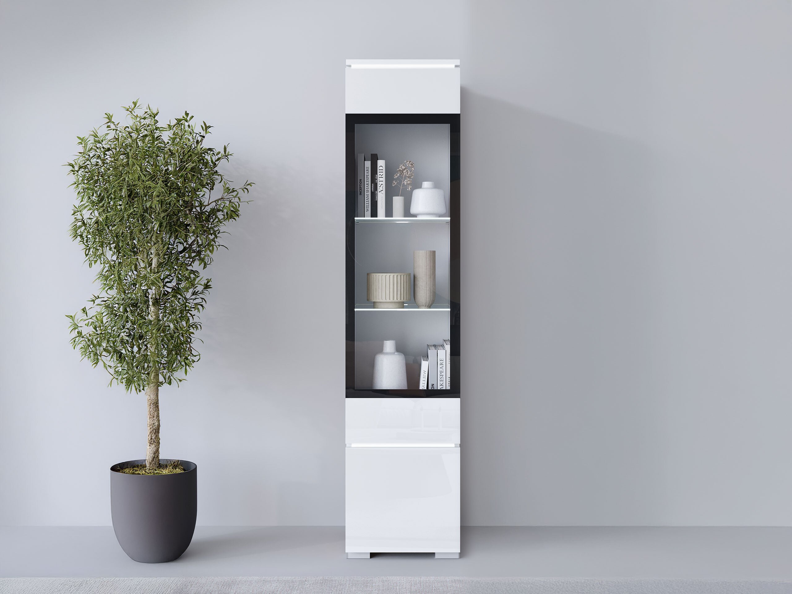 Polica Mirfivo 109 (Bijela + Sjajno bijela)