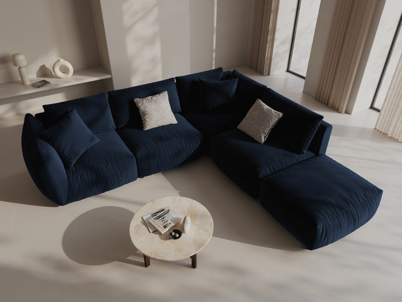 Modularna kutna garnitura Ruvmone 108 (Casino Deep Blue)