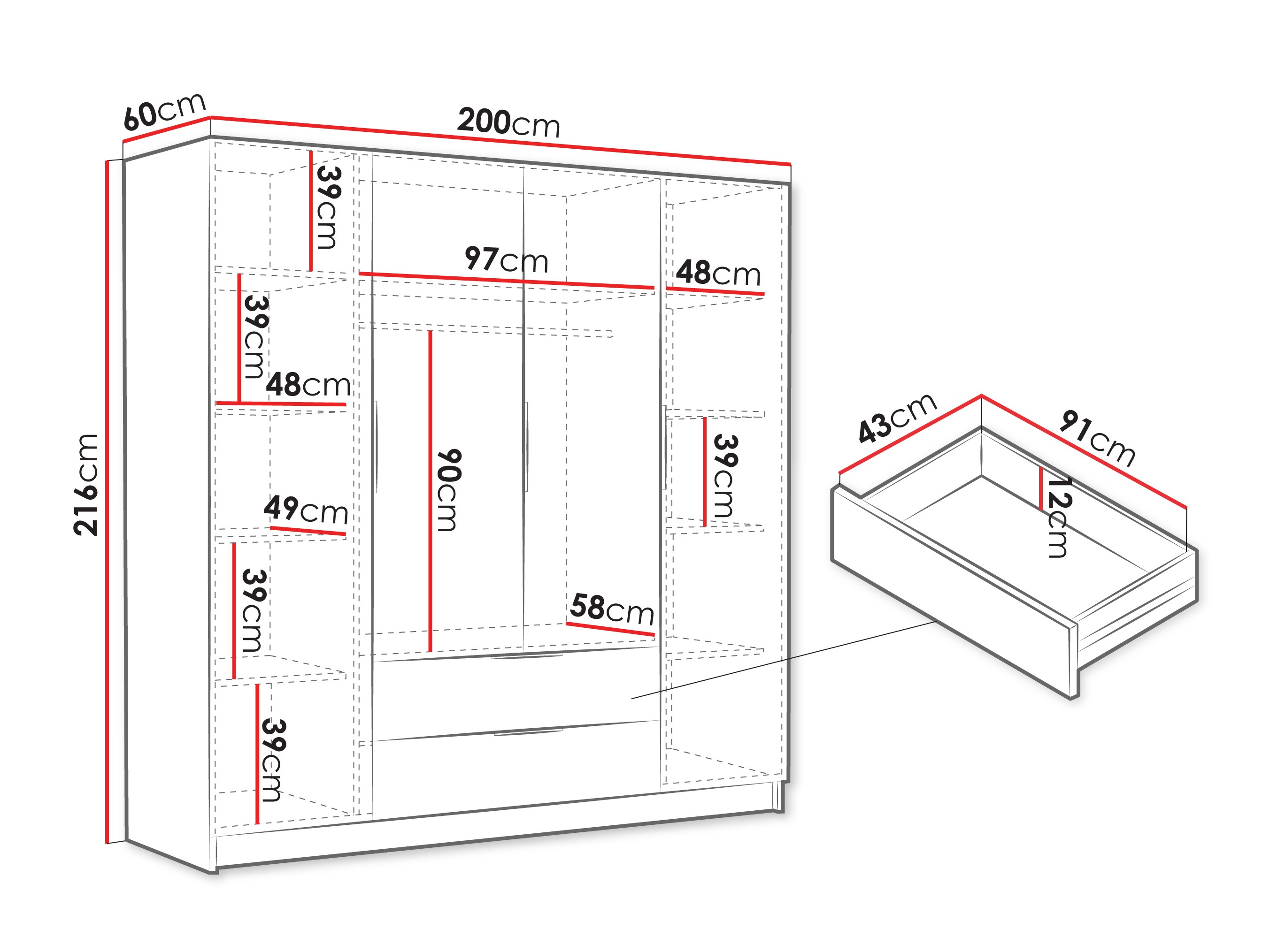 Ormar Closico Cadron I (Bijela + Sjajno bijela)
