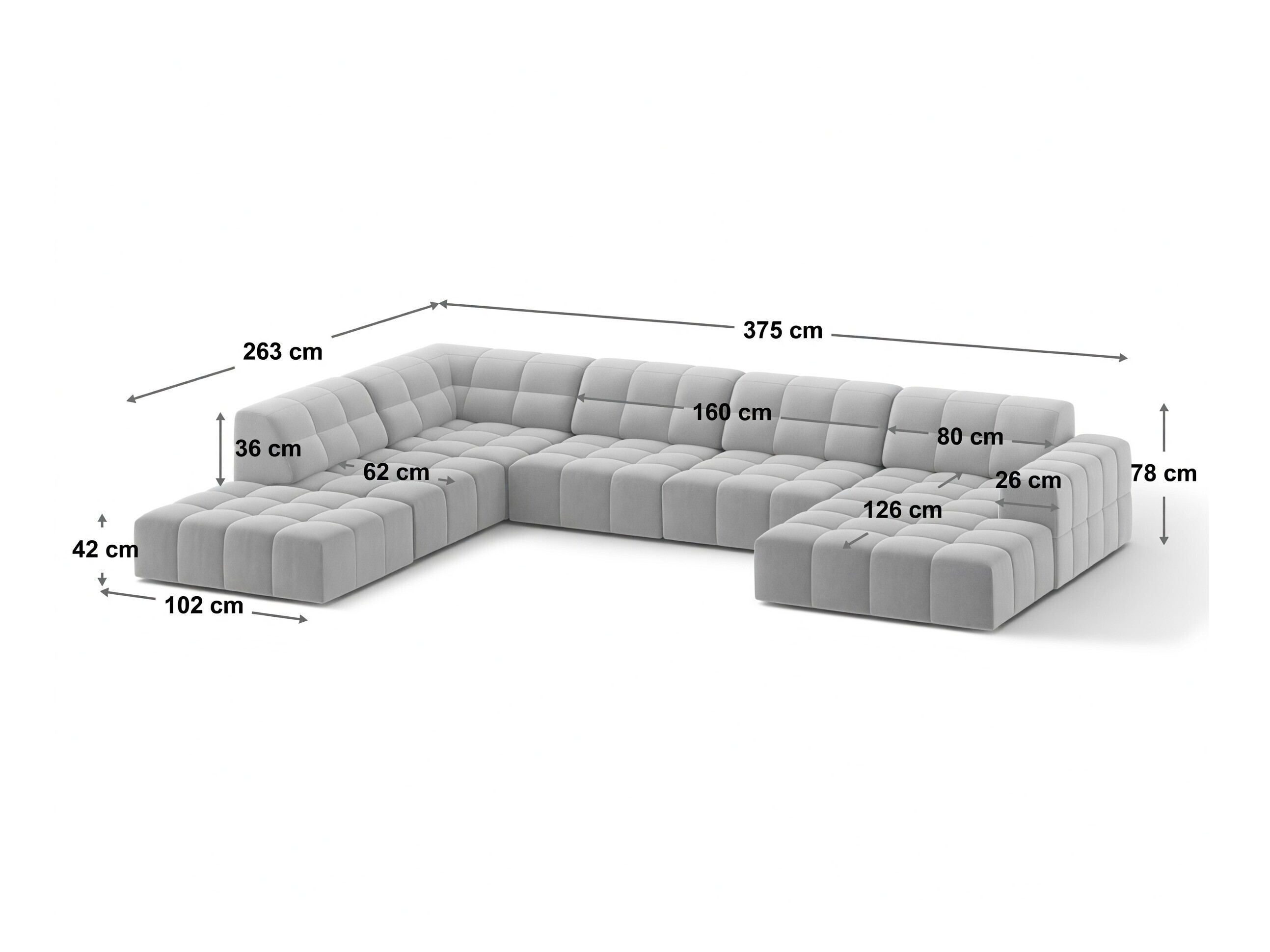 Modularna kutna garnitura Somelo 101 (Bluvel 14)