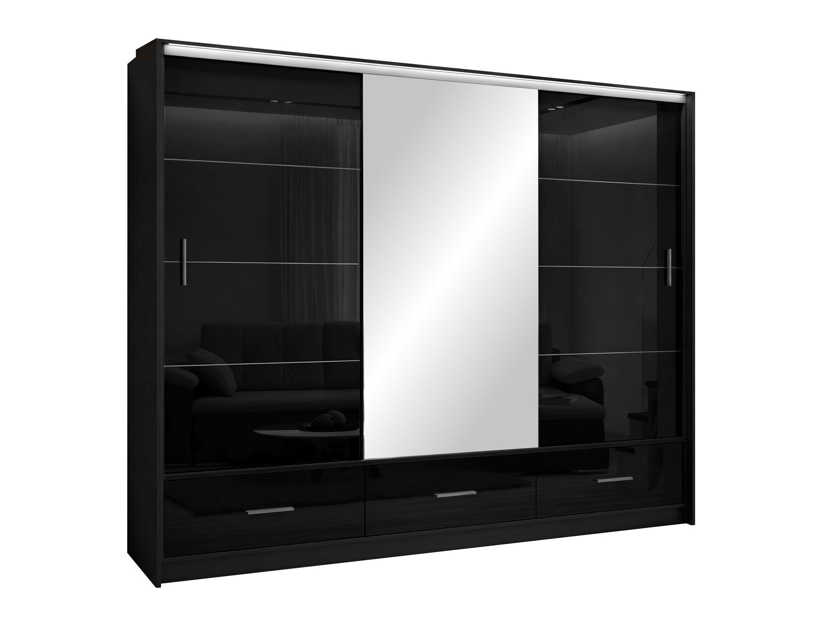 Ormar Honolulu 203 (Crna + Sjajno crna)