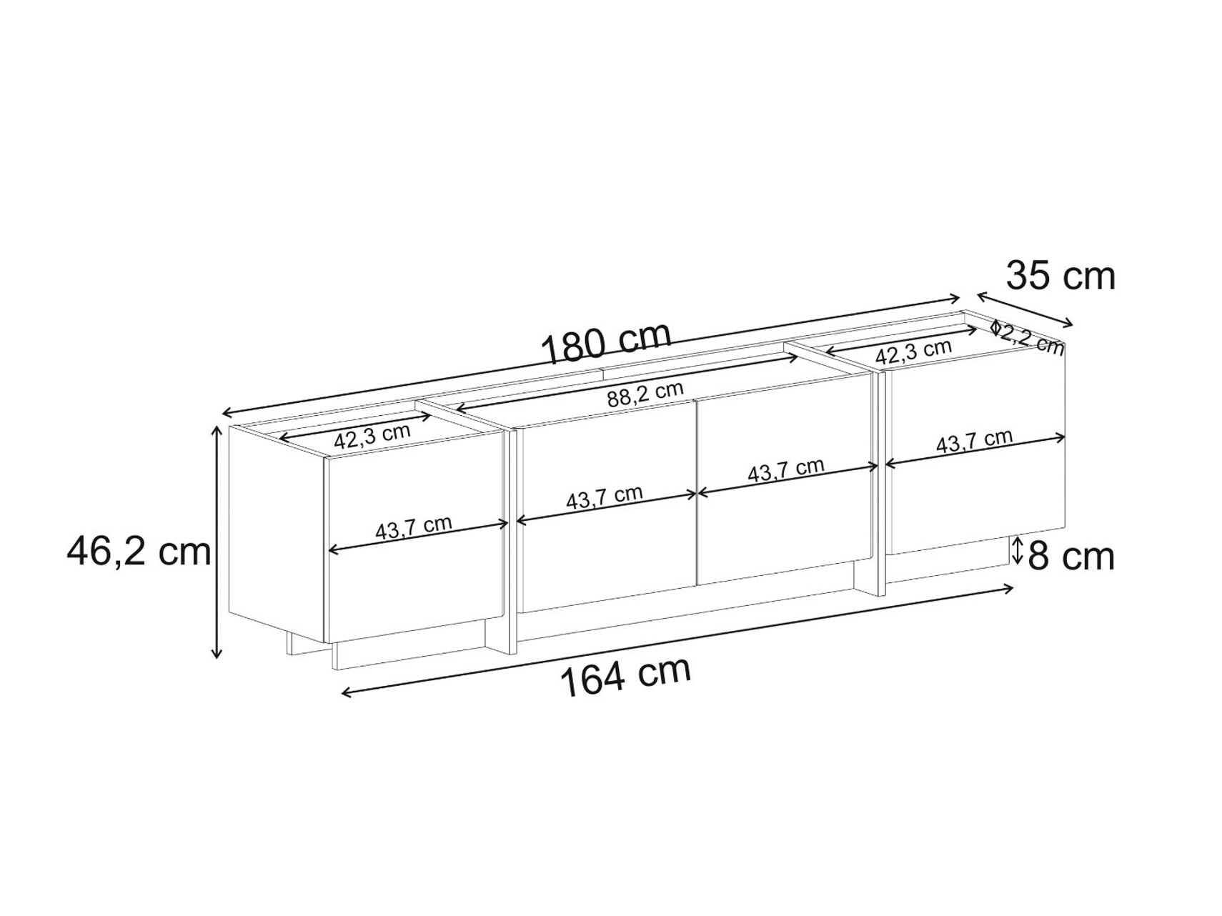 TV stol Novato 152 (Svijetla Travertine)