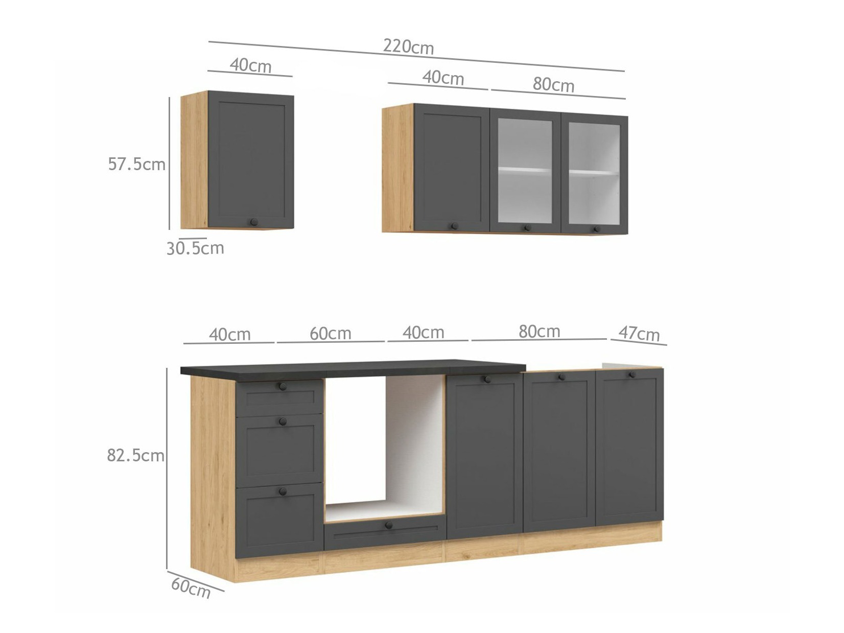 Modularan kuhinjski set Classic Grey Oak 117