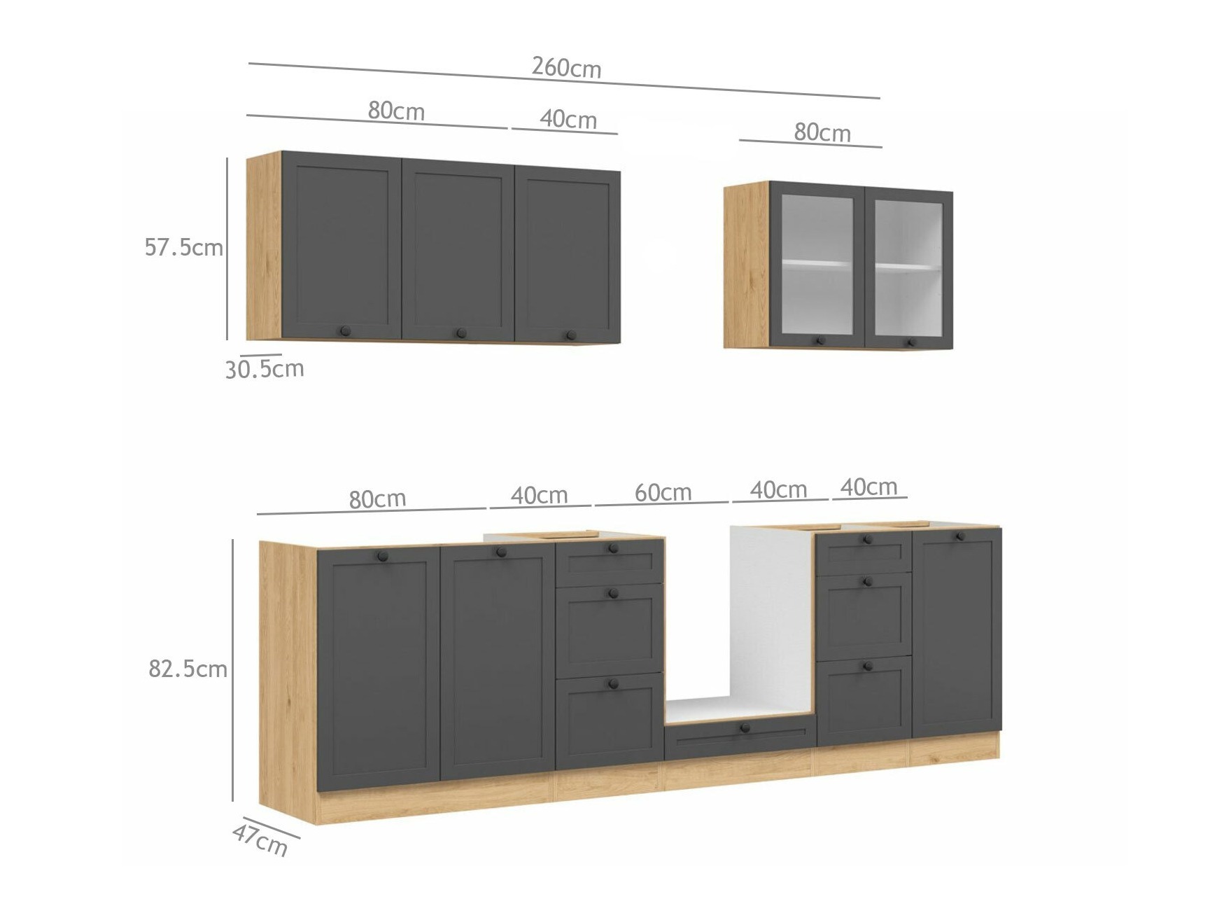 Modularan kuhinjski set Classic Grey Oak 118