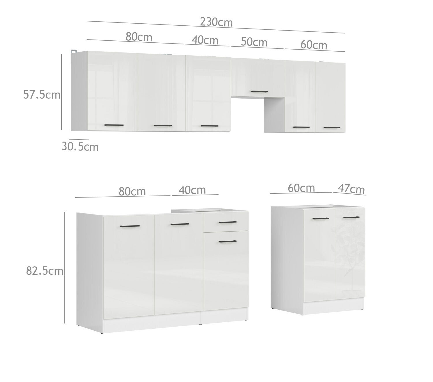 Modularan kuhinjski set Line Grey 119