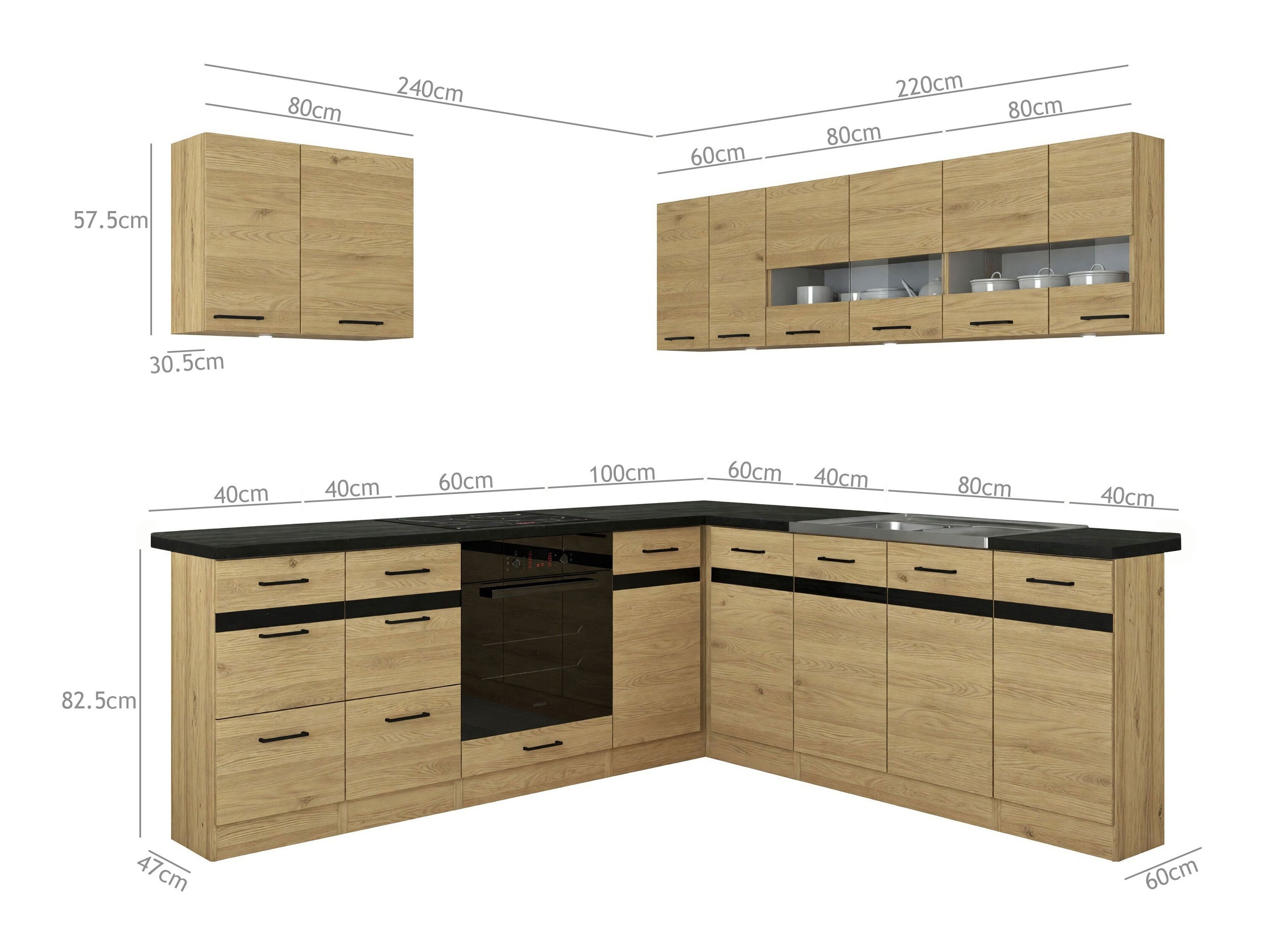 Modularan kuhinjski set Classic Grey Oak 121