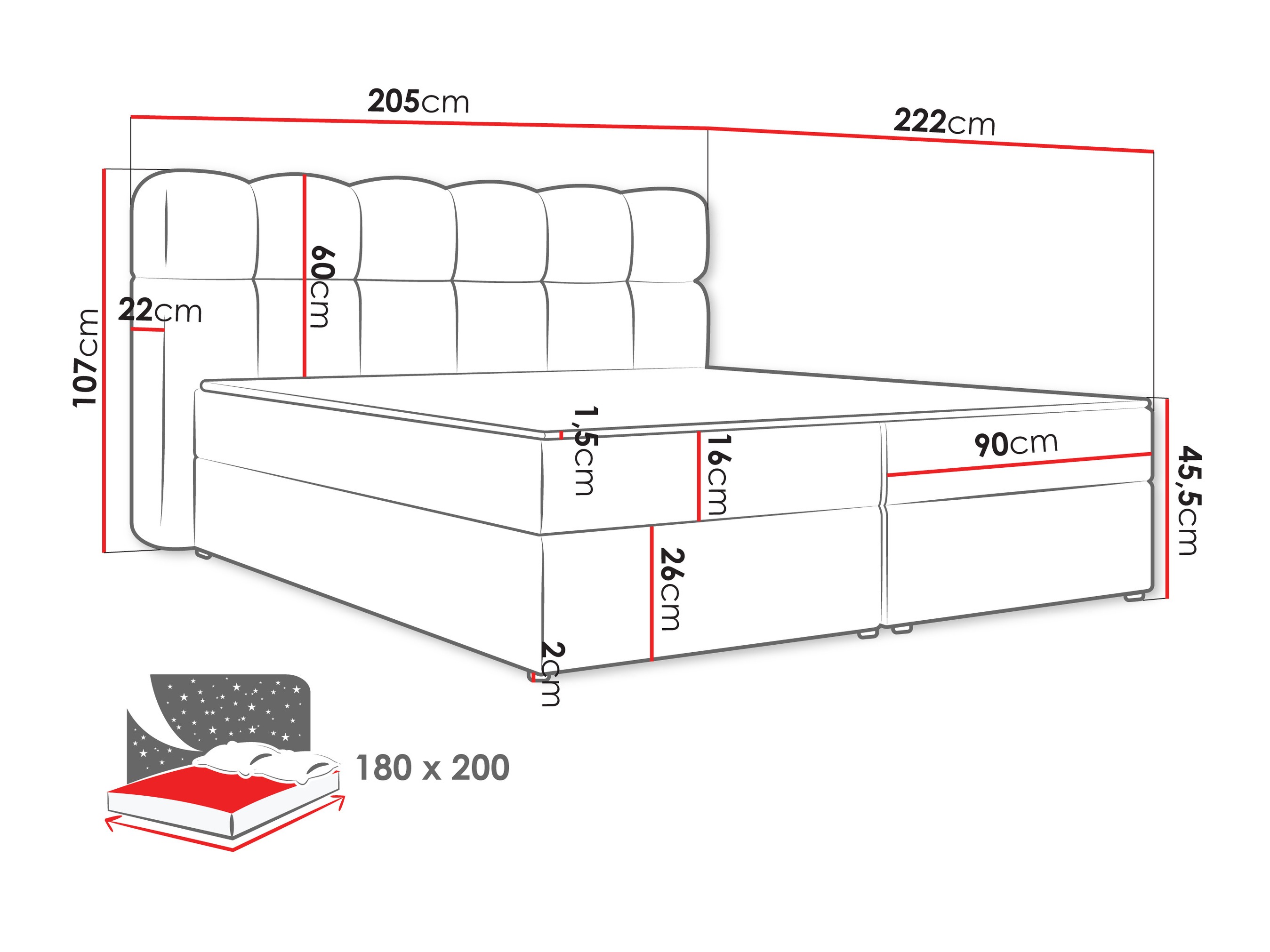 Boxspring krevet Stonecrest 113 (Lambi 11)