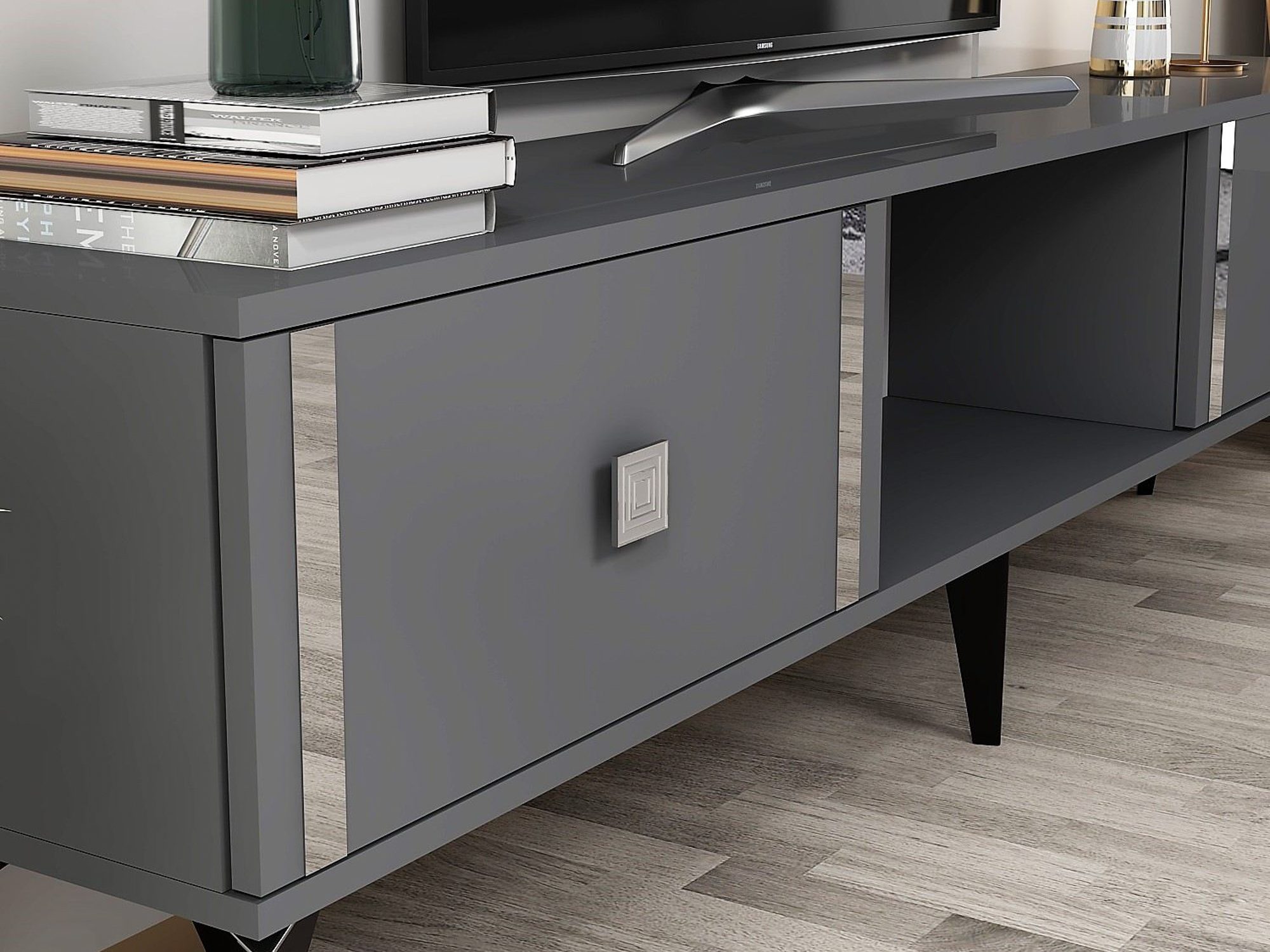 TV stol Asheboro 205 (Antracit + Srebrna)