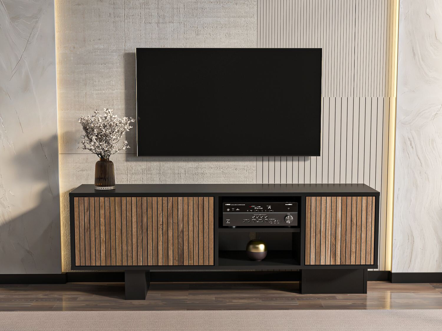 TV stol Asheboro 211 (Crna + Smeđa)