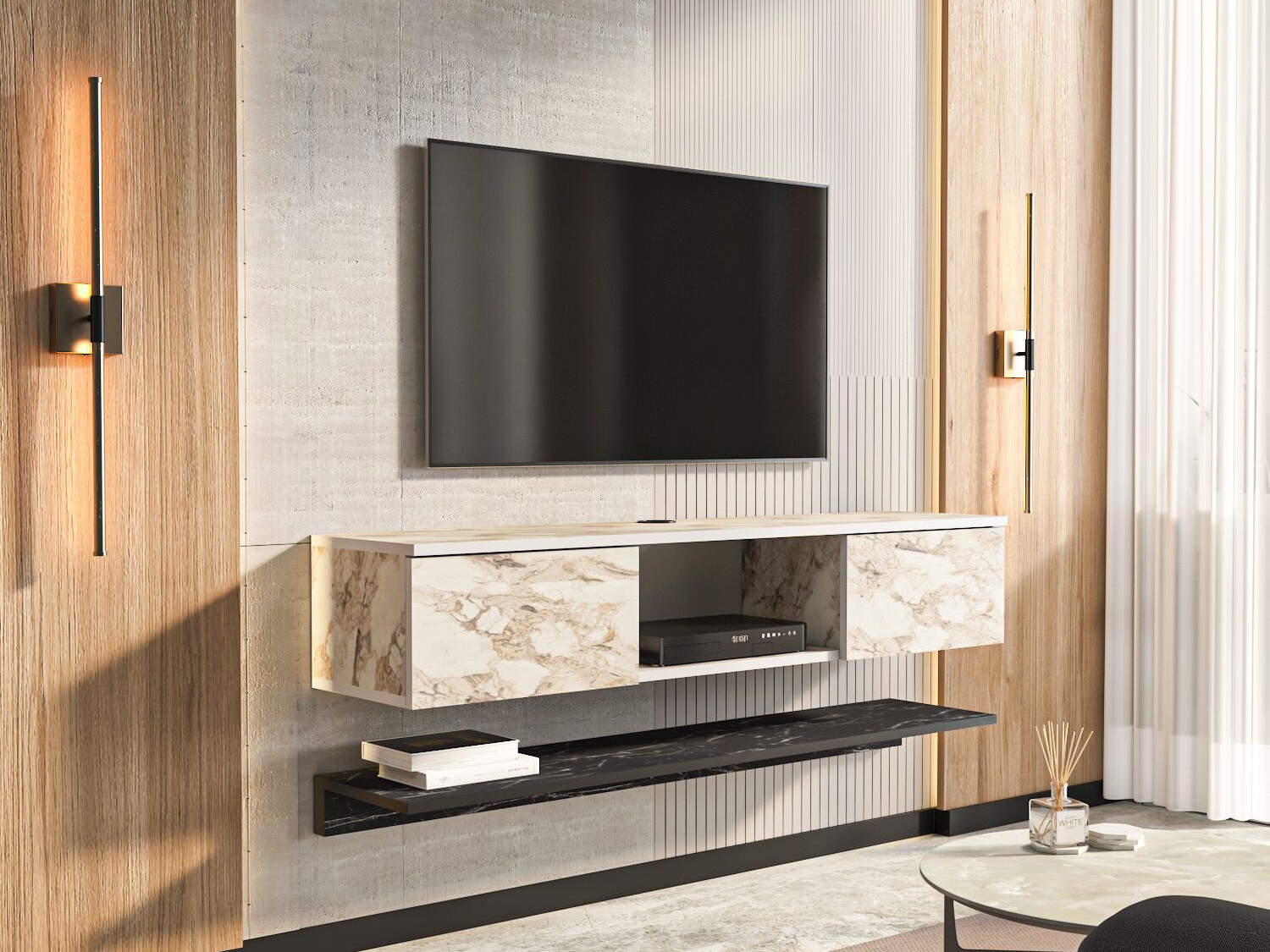 TV stol Asheboro 213 (Smeđi mramor)