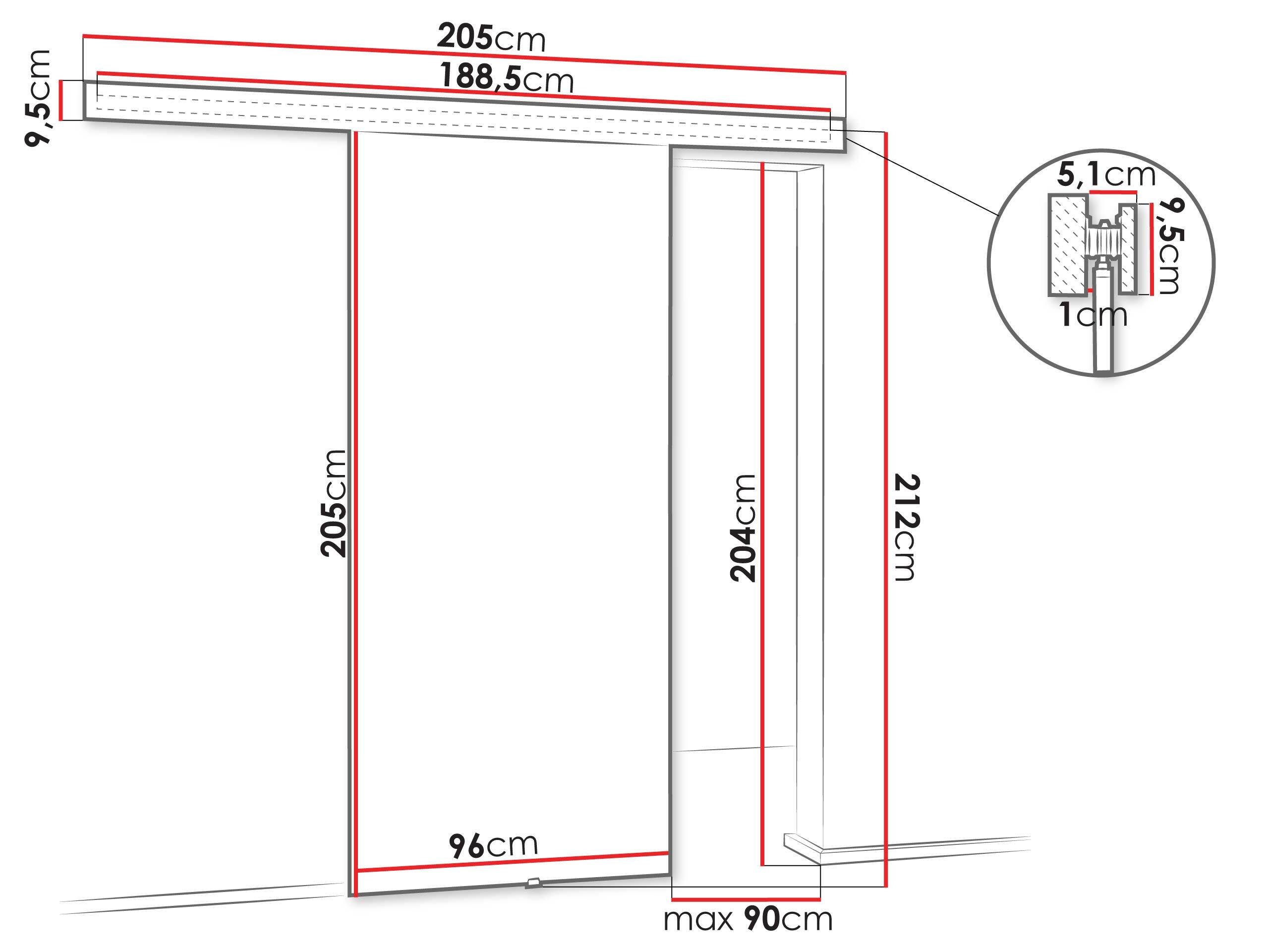 Klizna vrata Dover 203 (Antracit + Crna)