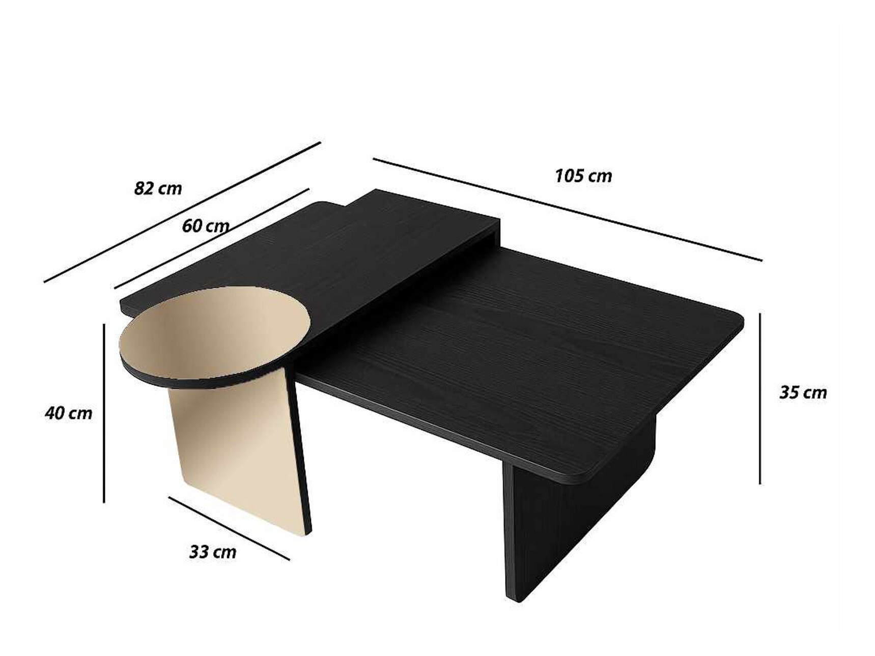 Set stolića za kavu Kailua 2822 (Crna)