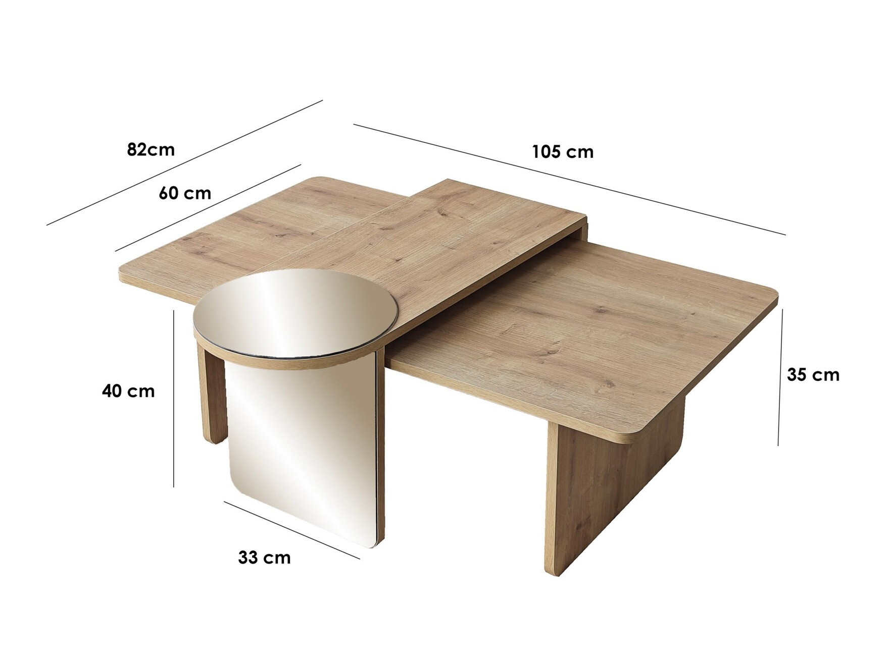 Set stolića za kavu Kailua 2822 (Hrast)