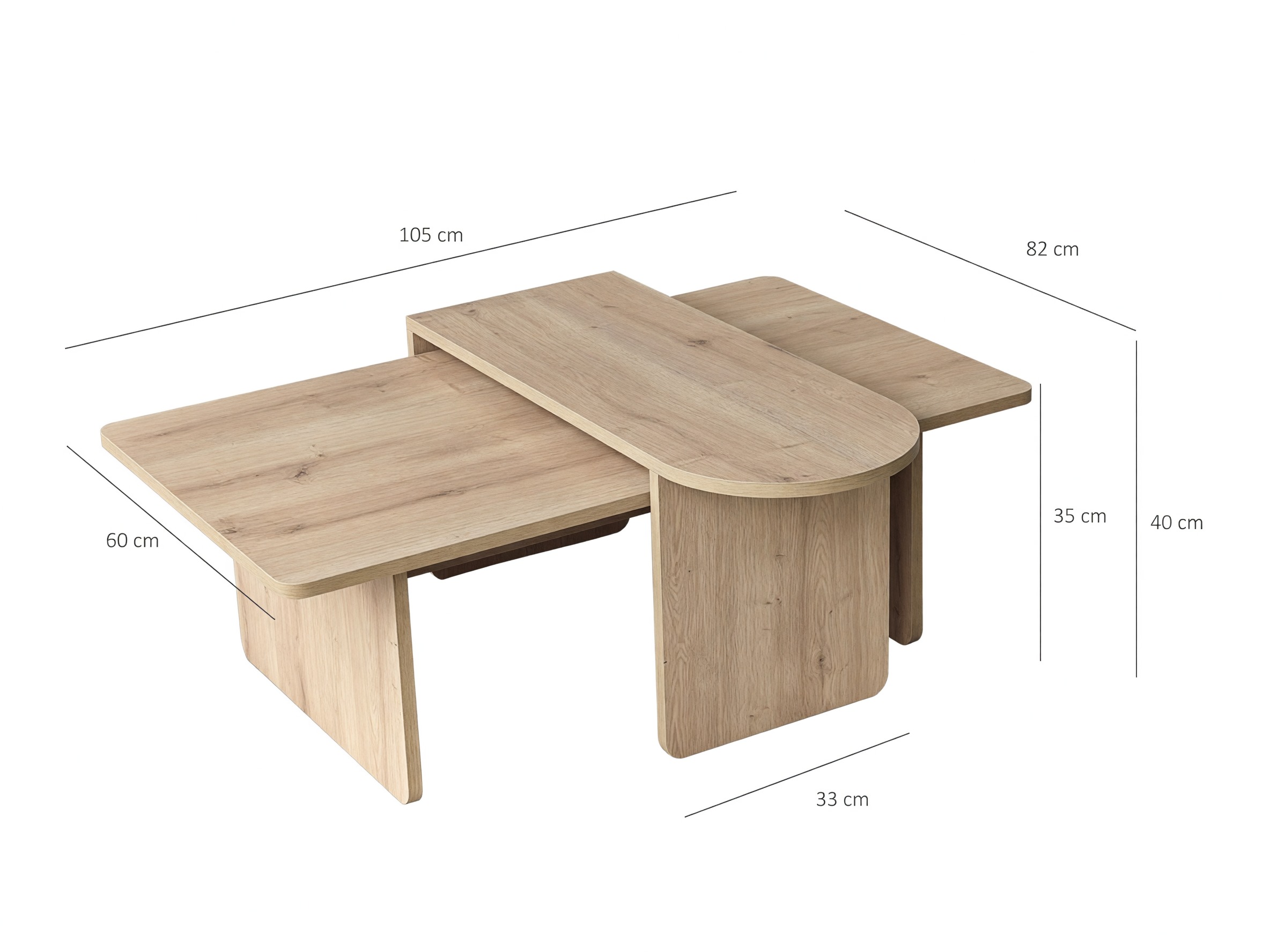 Set stolića za kavu Kailua 2824 (Hrast)