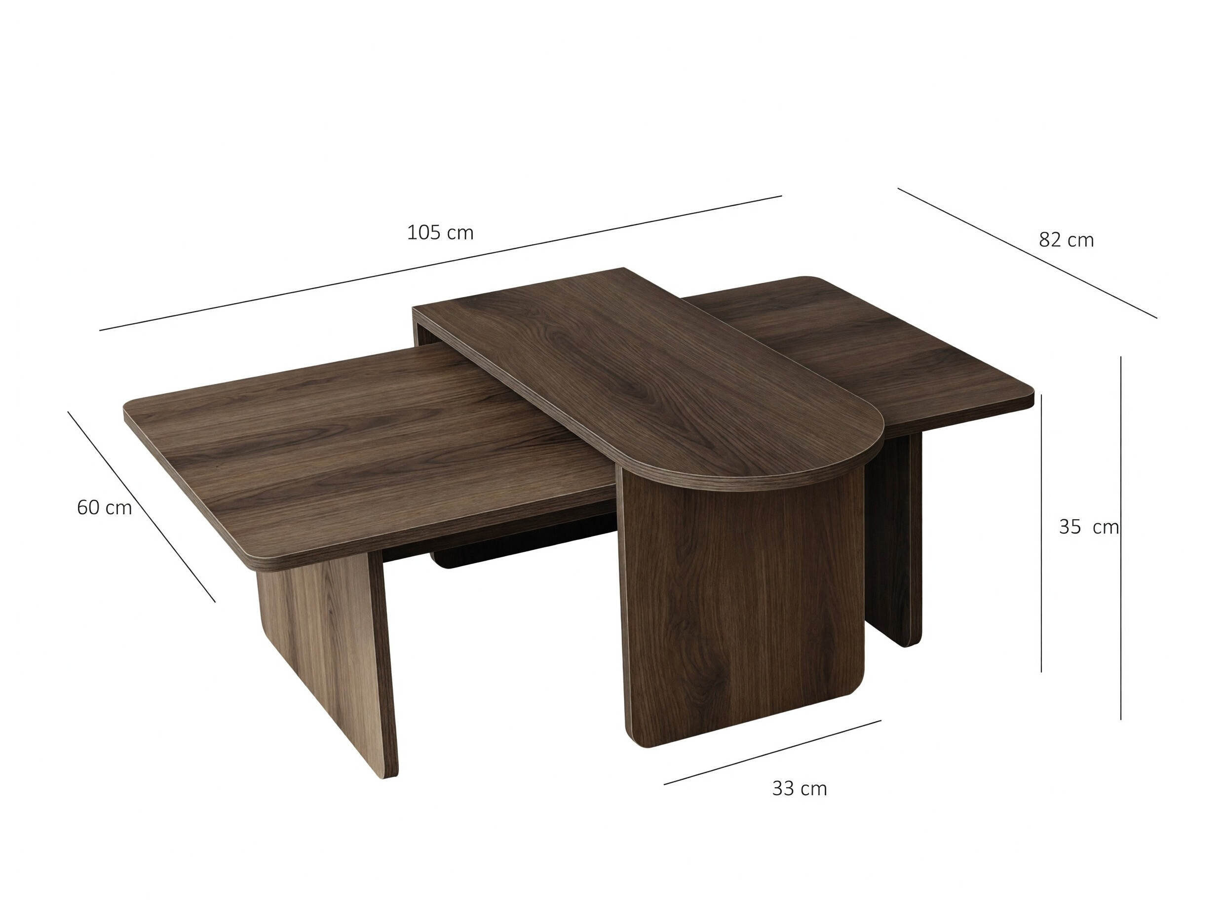 Set stolića za kavu Kailua 2824 (Orah)