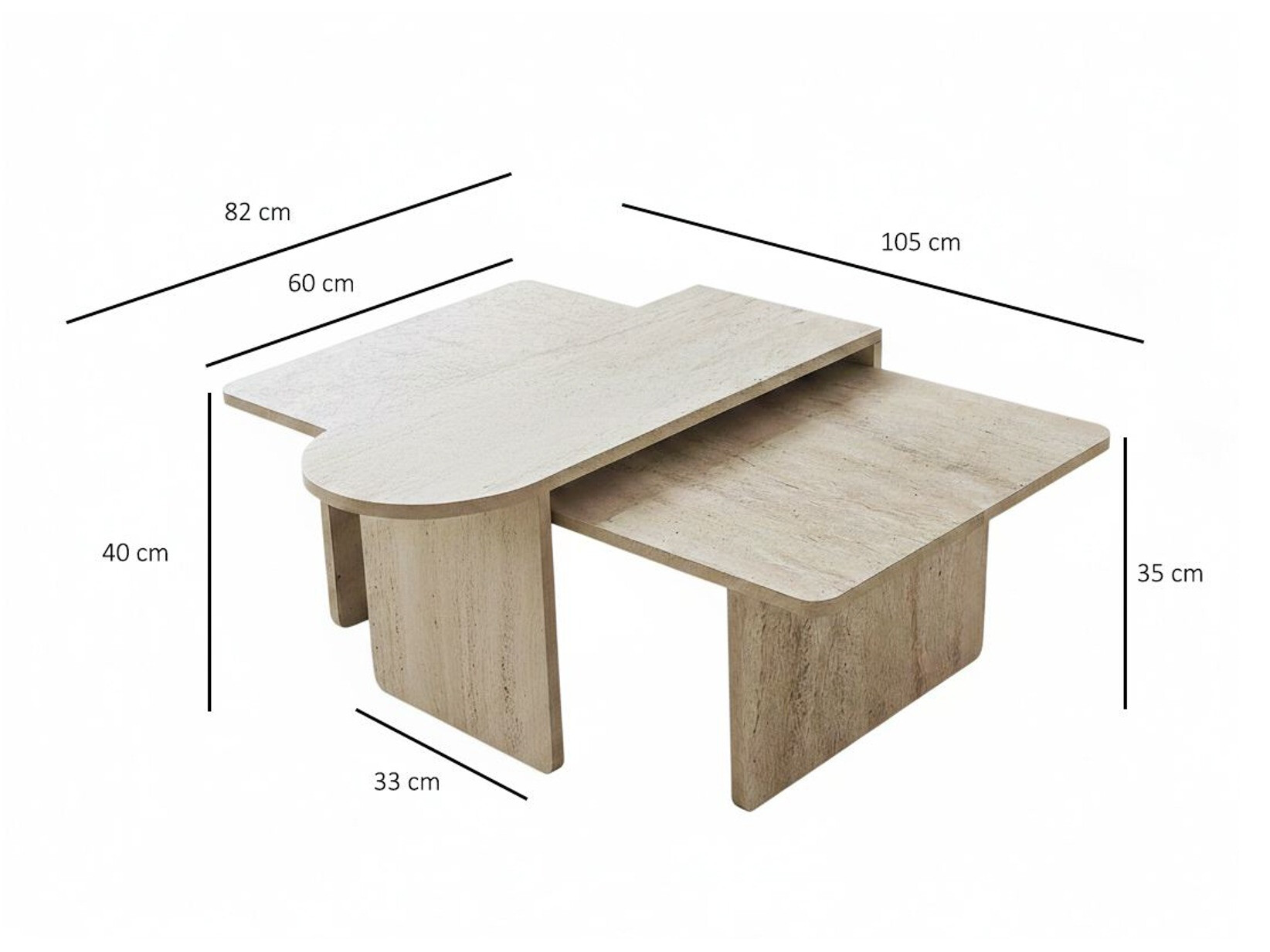 Set stolića za kavu Kailua 2824 (Svijetli travertin)