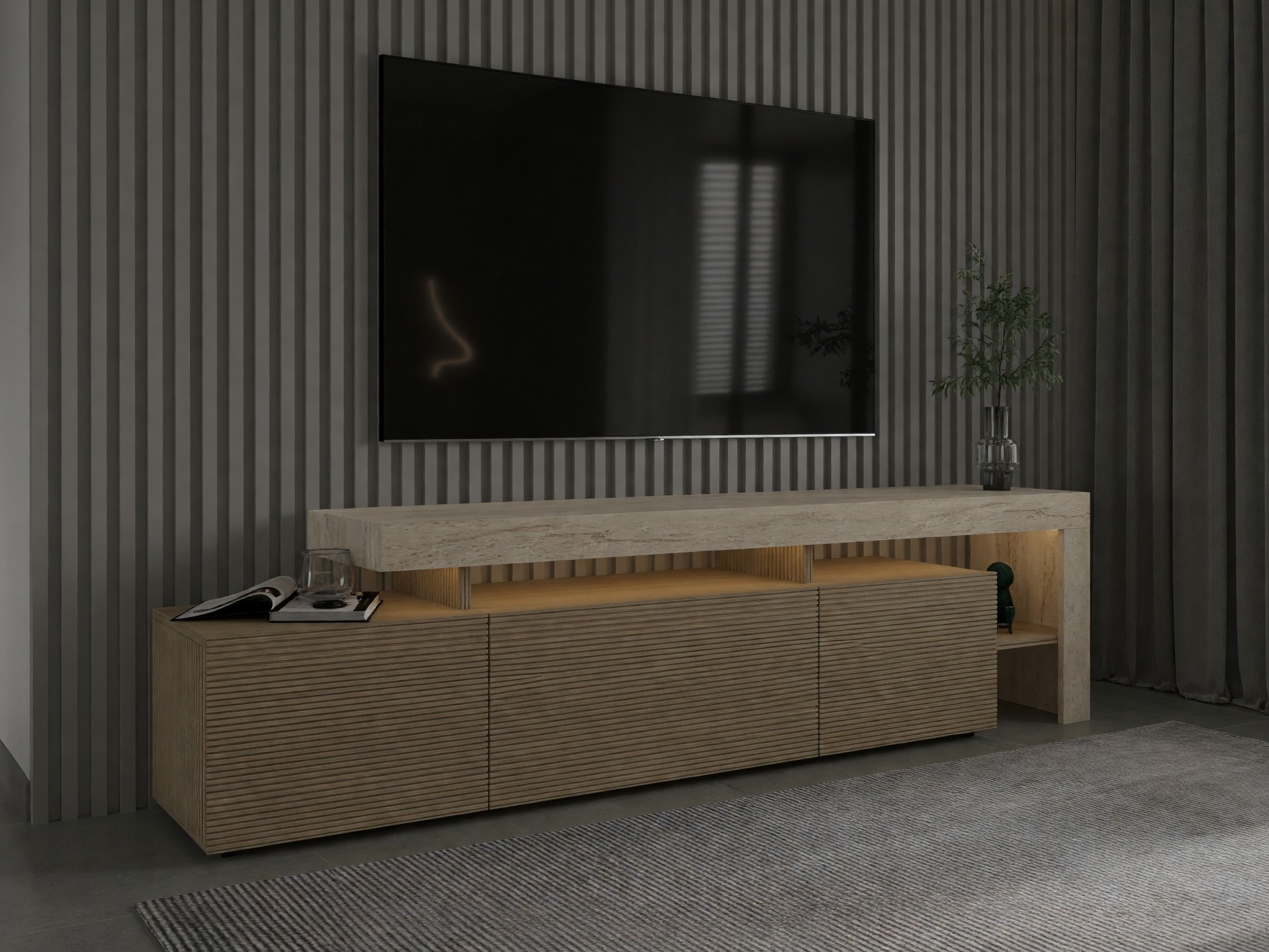 TV stol Kailua 292 (Hrast + Svijetli travertin)