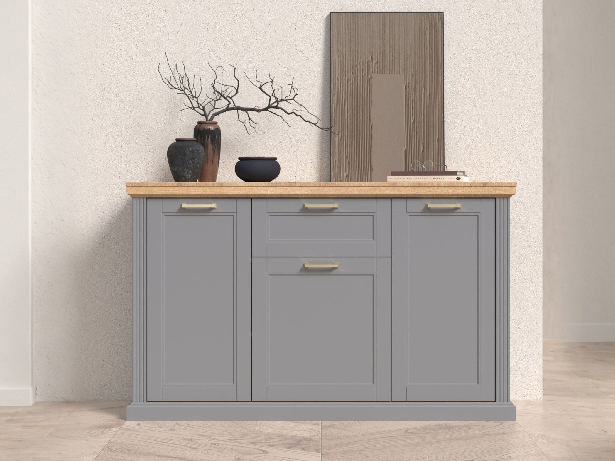 Komoda Solevu 102 (Grafit + Svijetli orah)