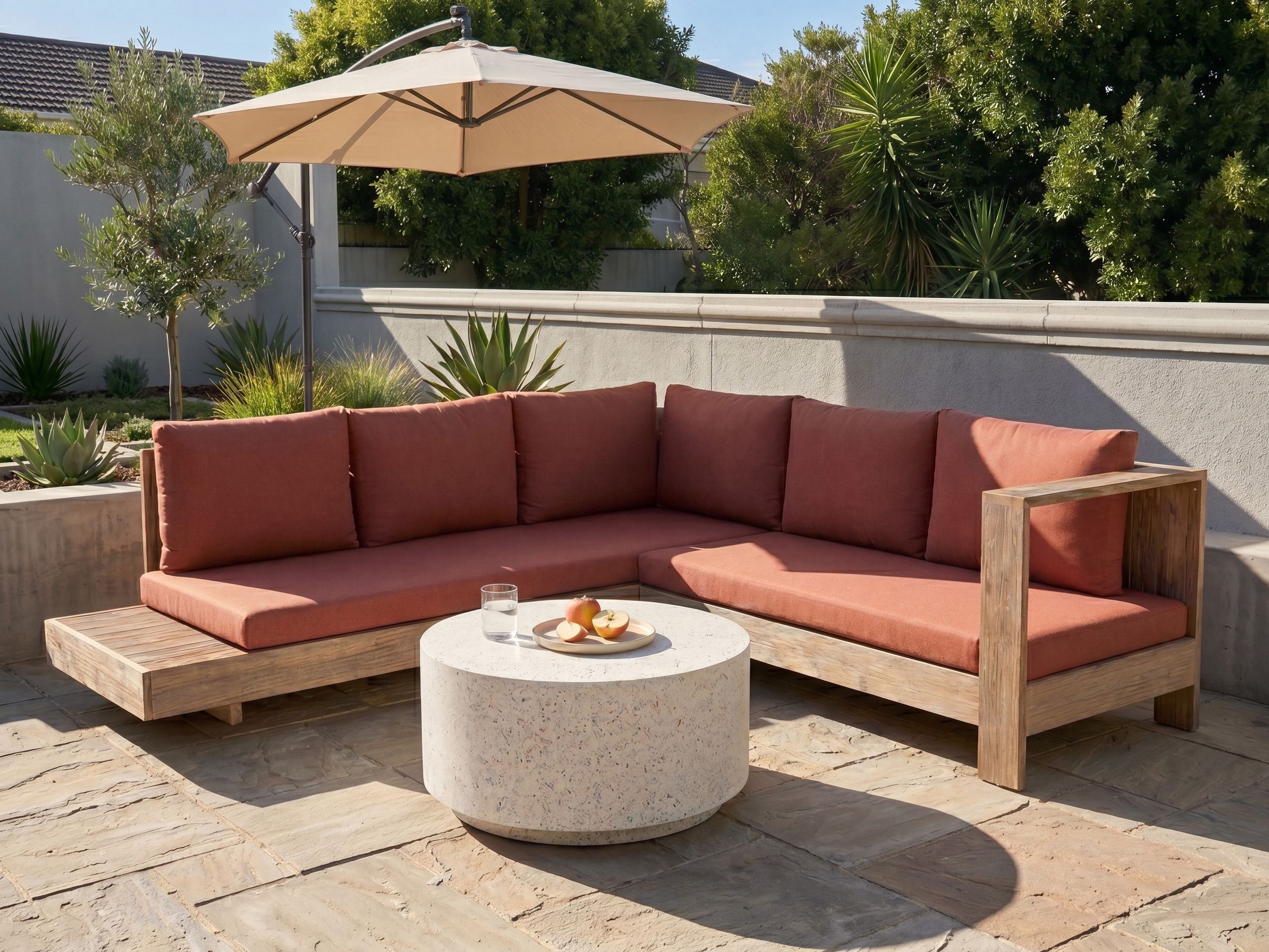 Vrtna sofa Berwyn 2548 (Crvena + Bagrem)