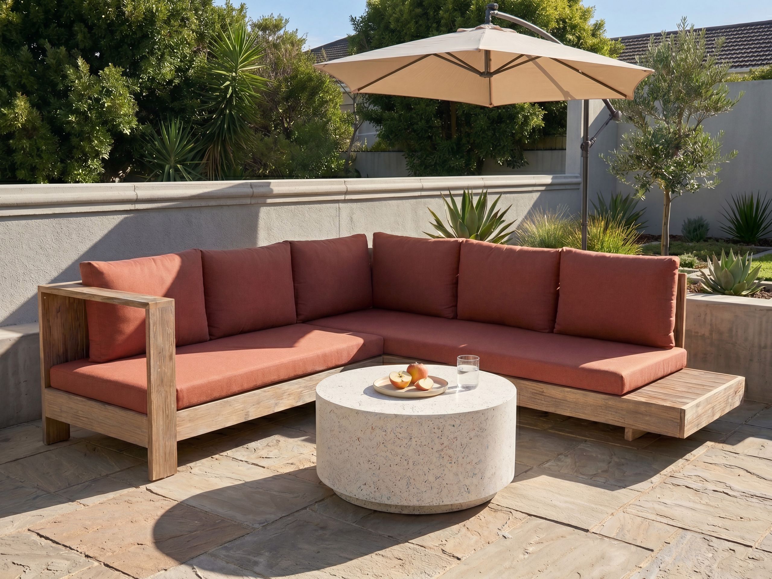Vrtna sofa Berwyn 2548 (Crvena + Bagrem)