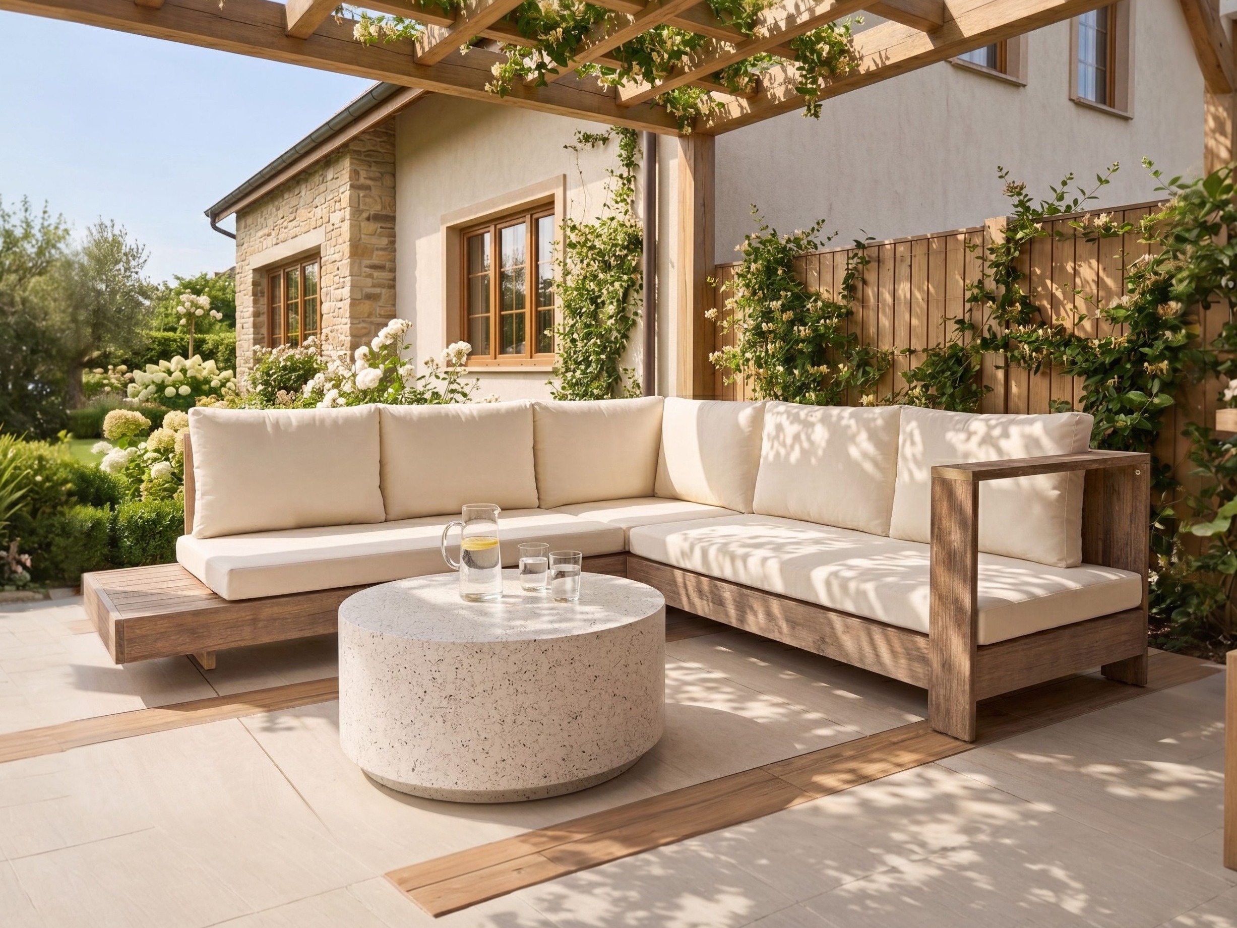 Vrtna sofa Berwyn 2548 (Bijela + Bagrem)