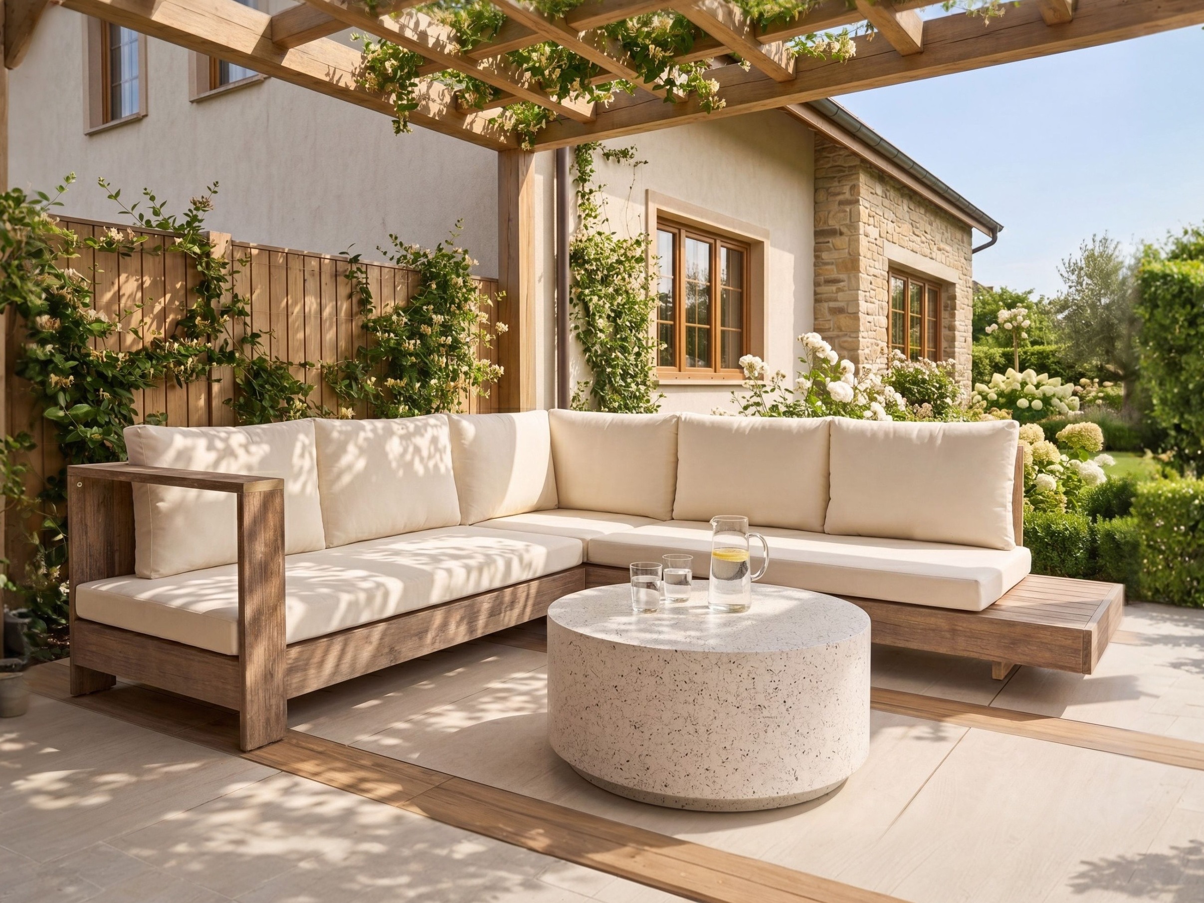 Vrtna sofa Berwyn 2548 (Bijela + Bagrem)