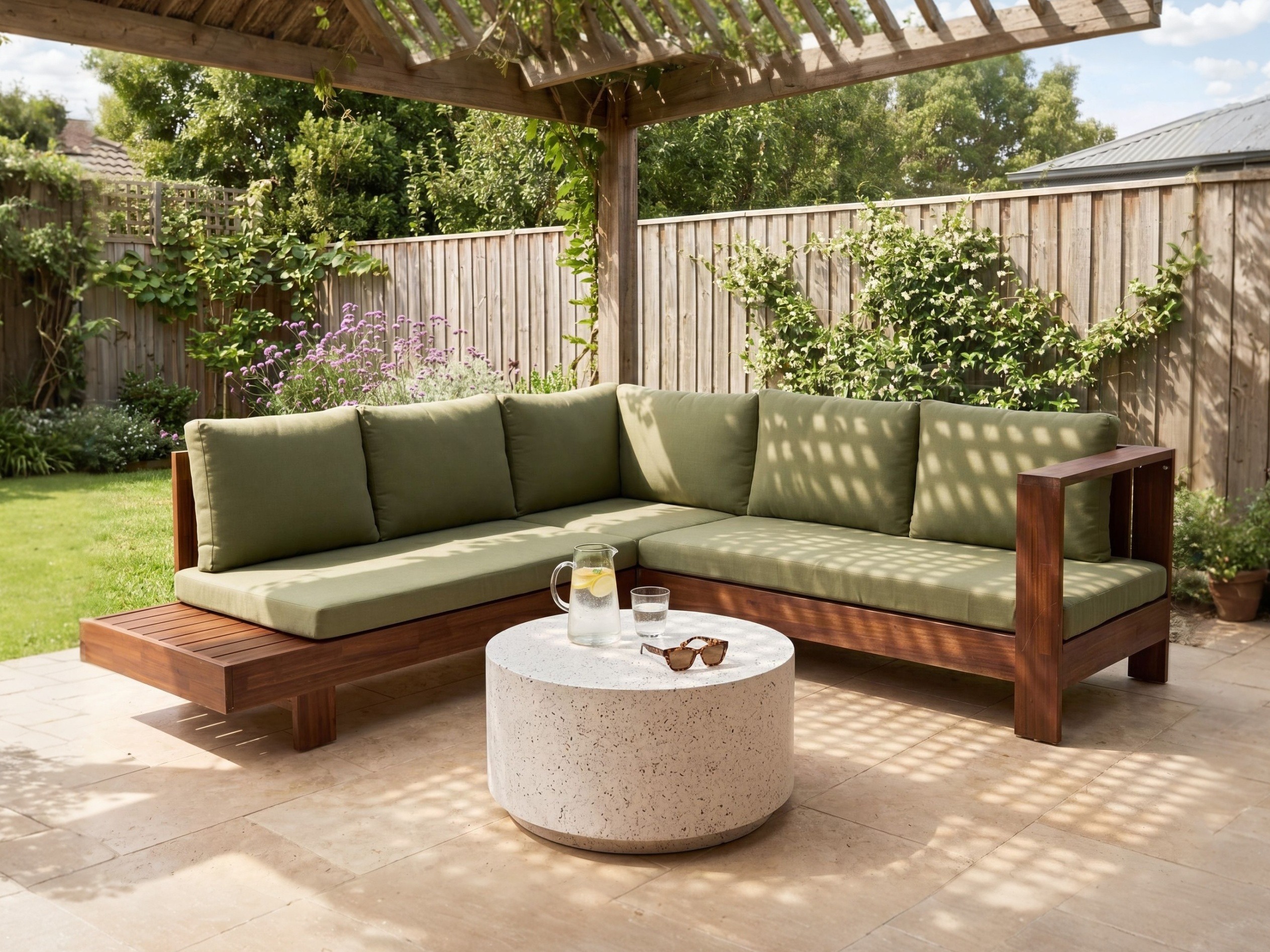 Vrtna sofa Berwyn 2548 (Zelena + Bagrem)