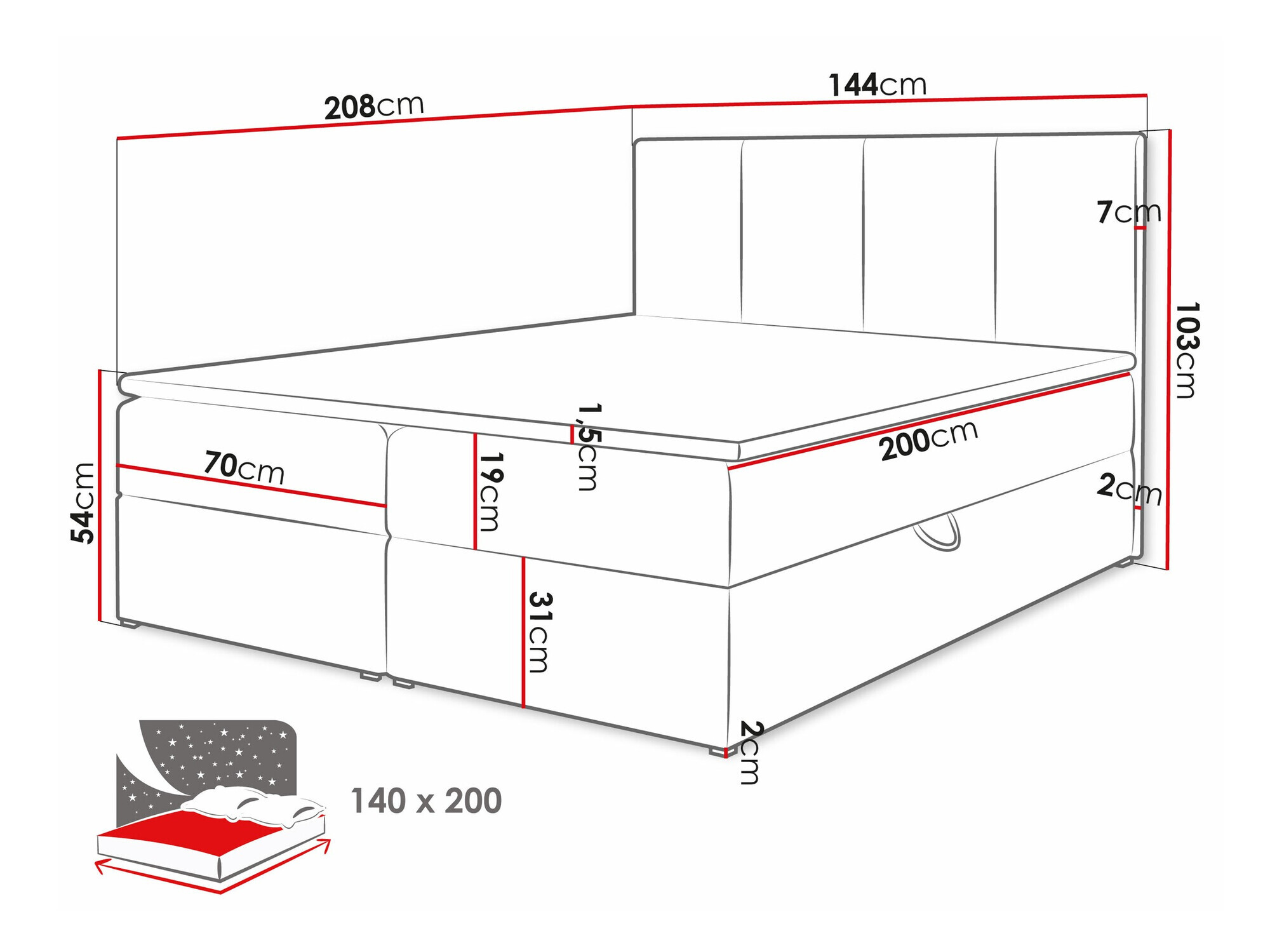 Boxspring krevet Oppidum (Lambi 12)