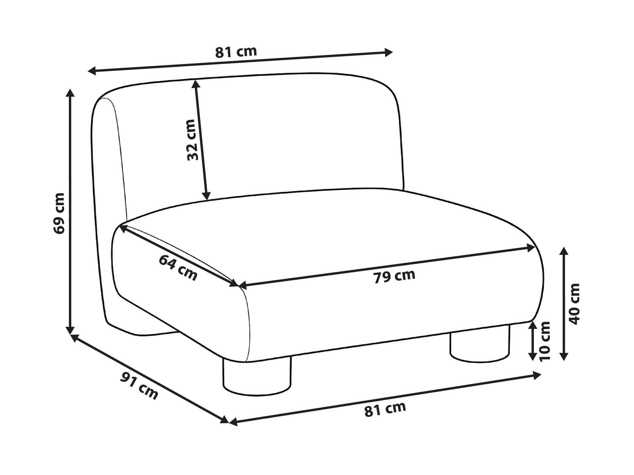 Modularna fotelja Torevaru 103 (Krem)