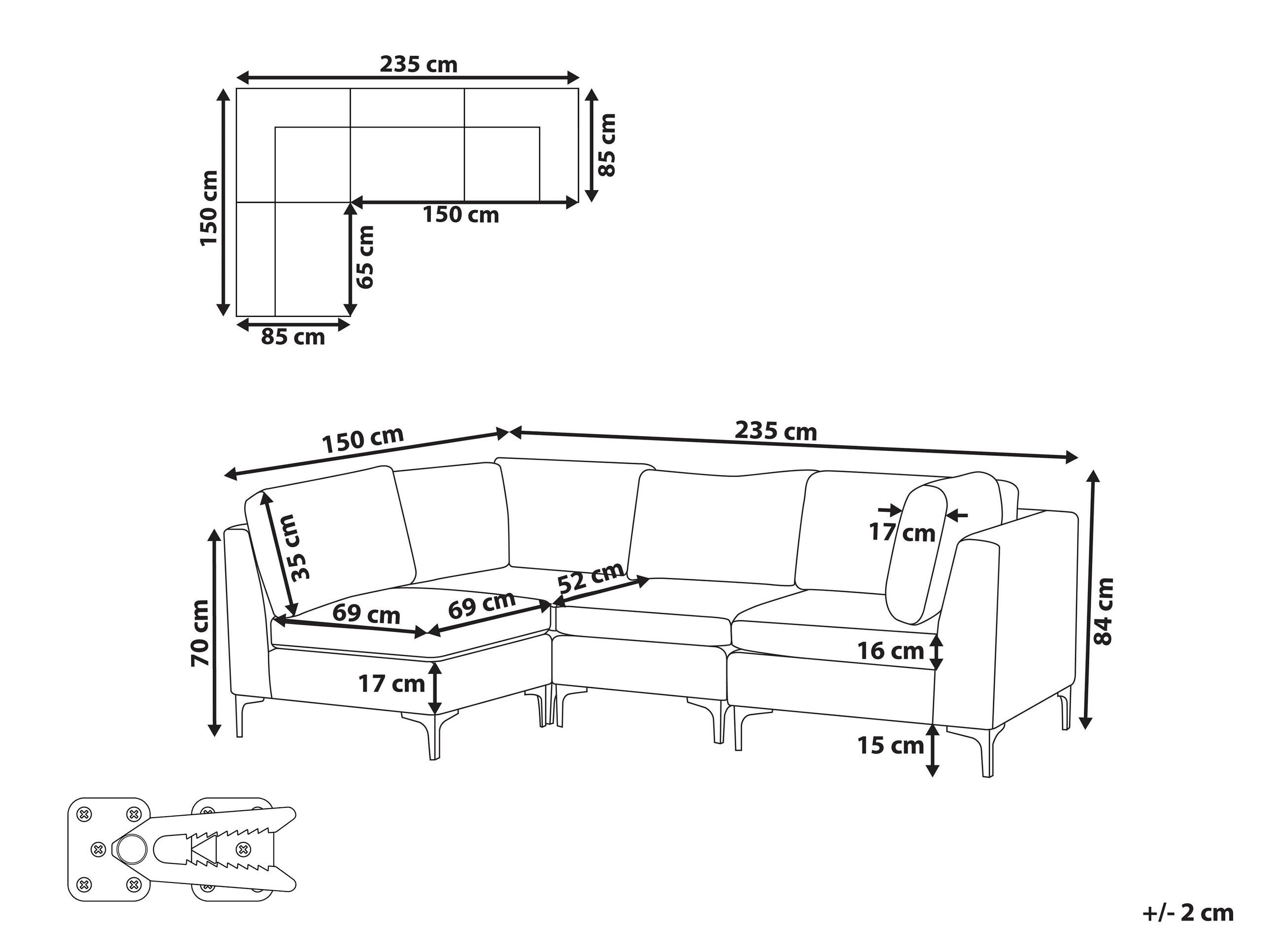 Modularna kutna garnitura Dorleve 100 (Plava)