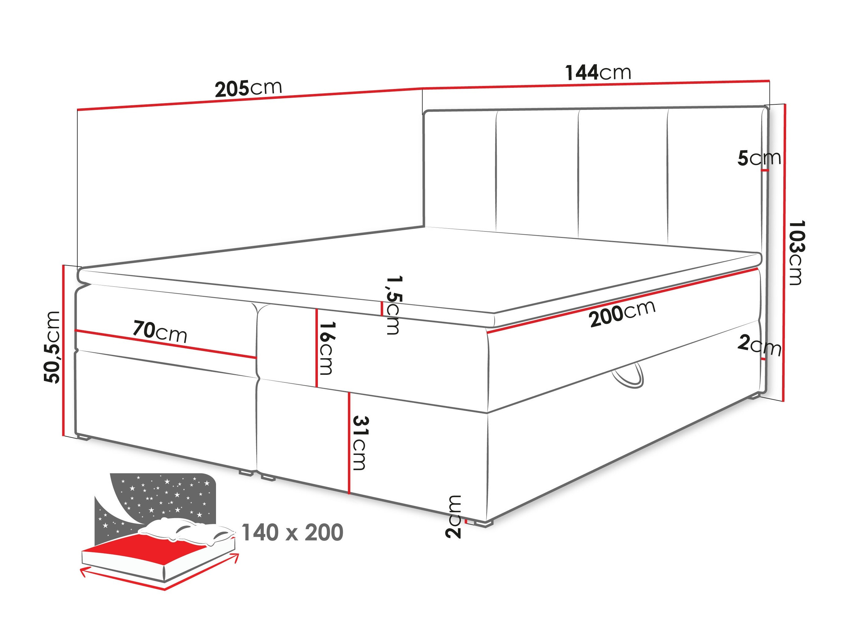 Boxspring krevet Oppidum (Lambi 03)