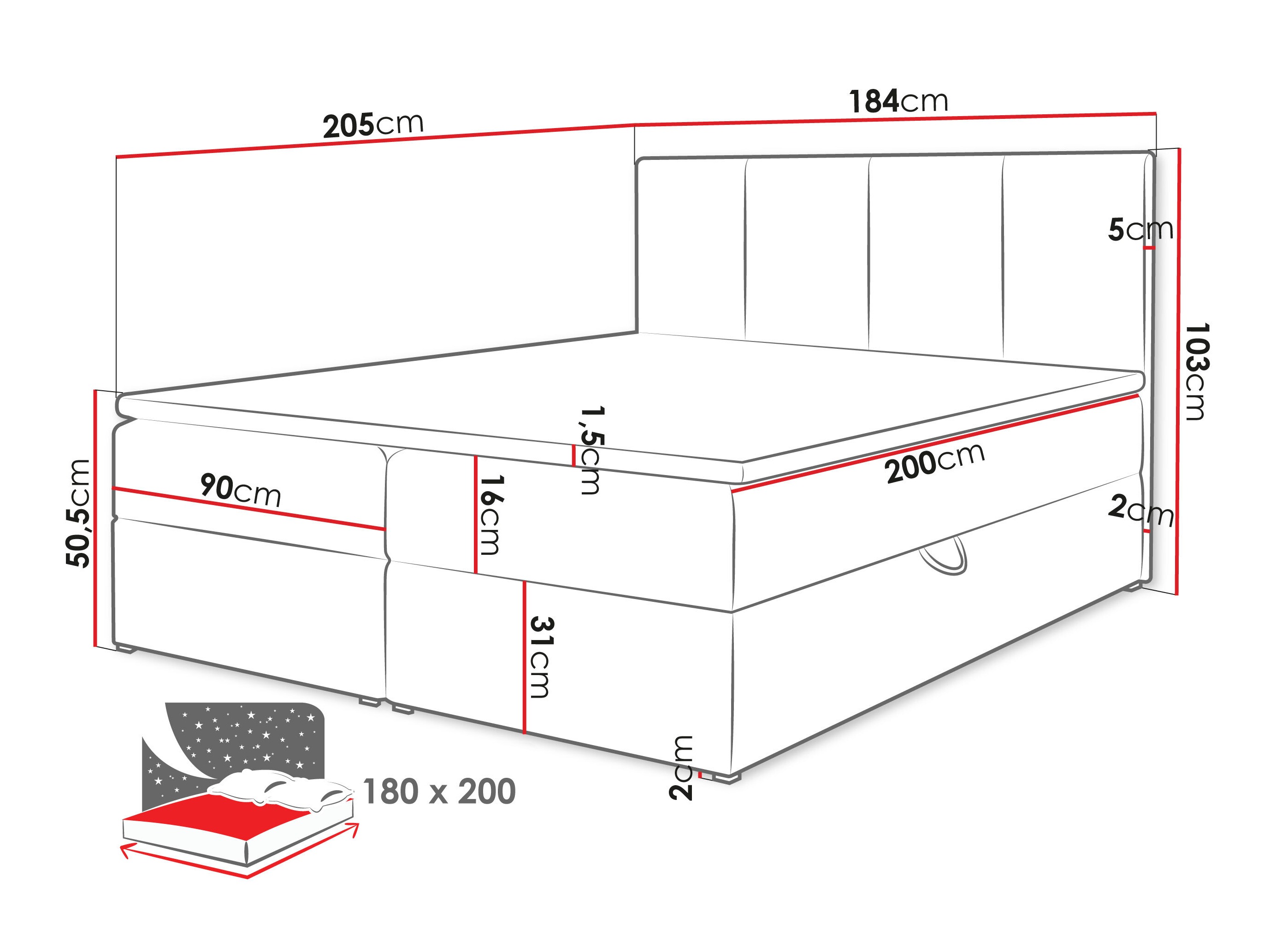 Boxspring krevet Oppidum (Polo 872)