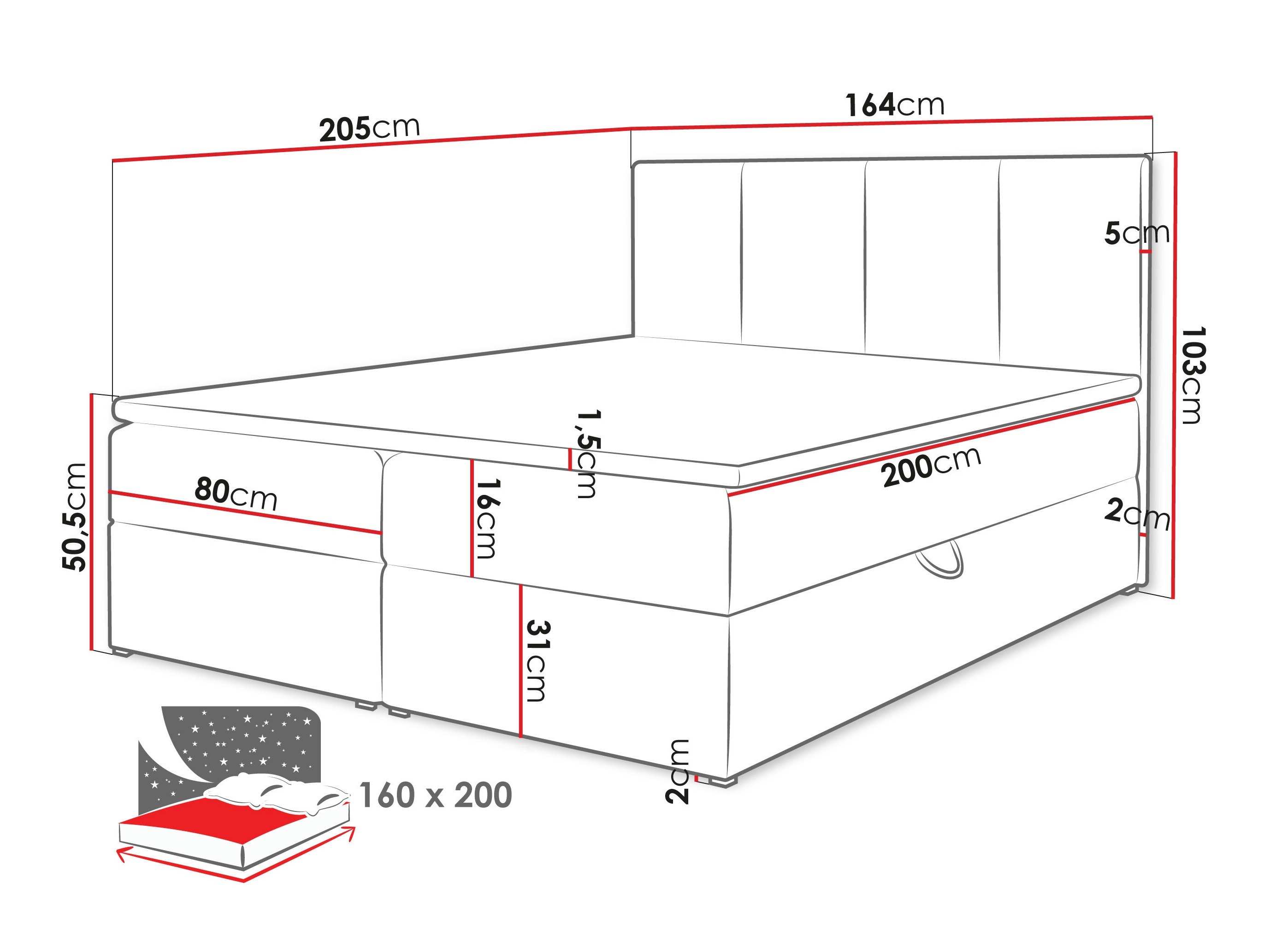Boxspring krevet Oppidum (Polo 882)
