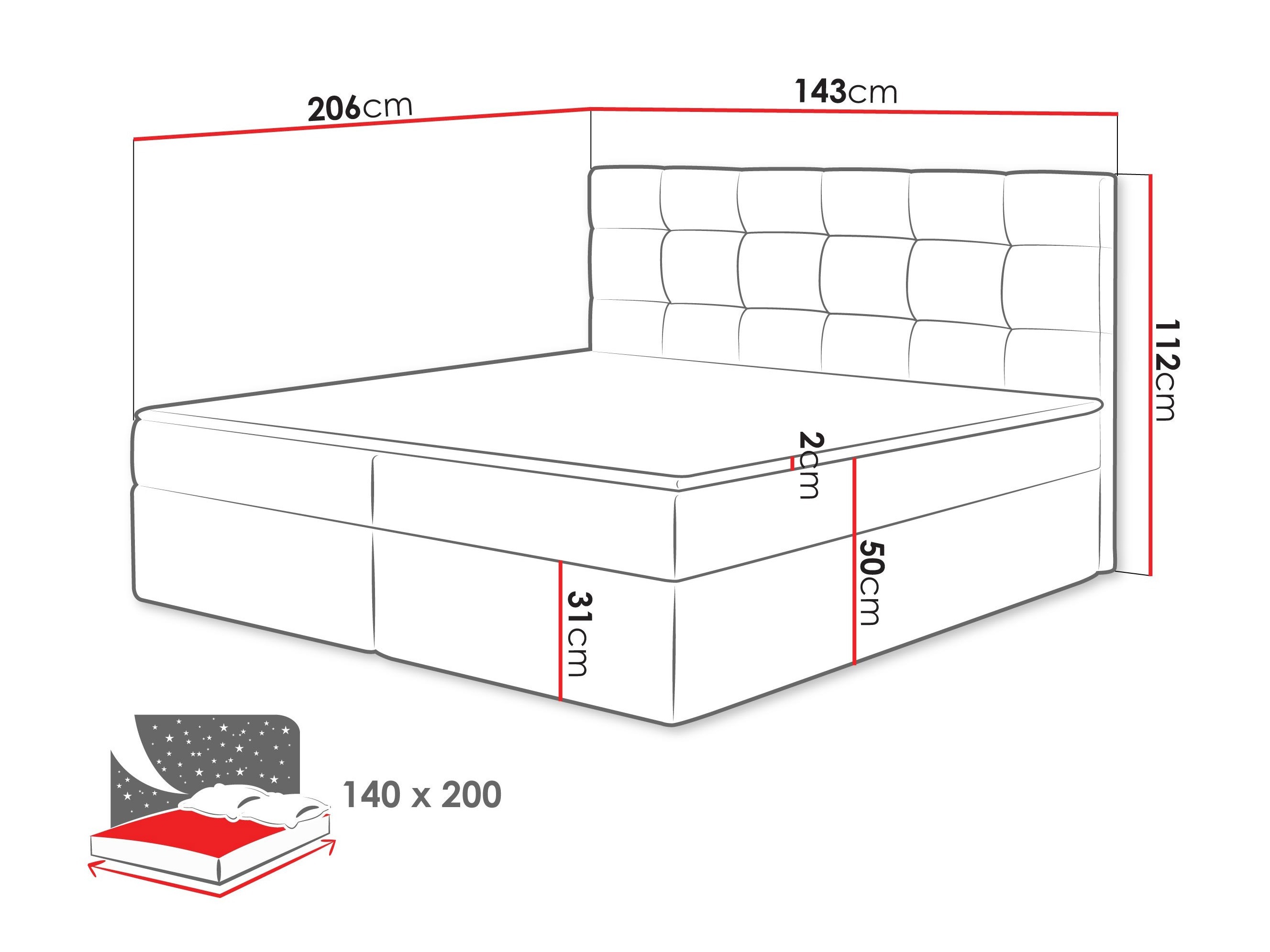 Boxspring krevet Comfivo Osculum I (Muna 10)