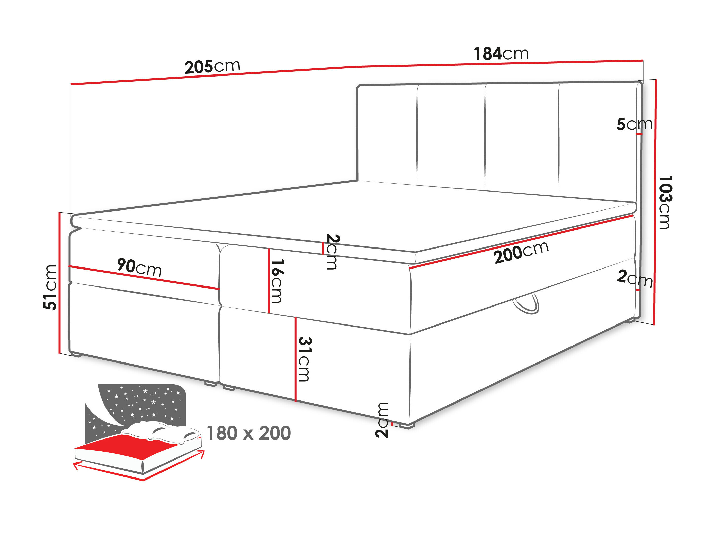 Boxspring krevet Oppidum (Lambi 03)