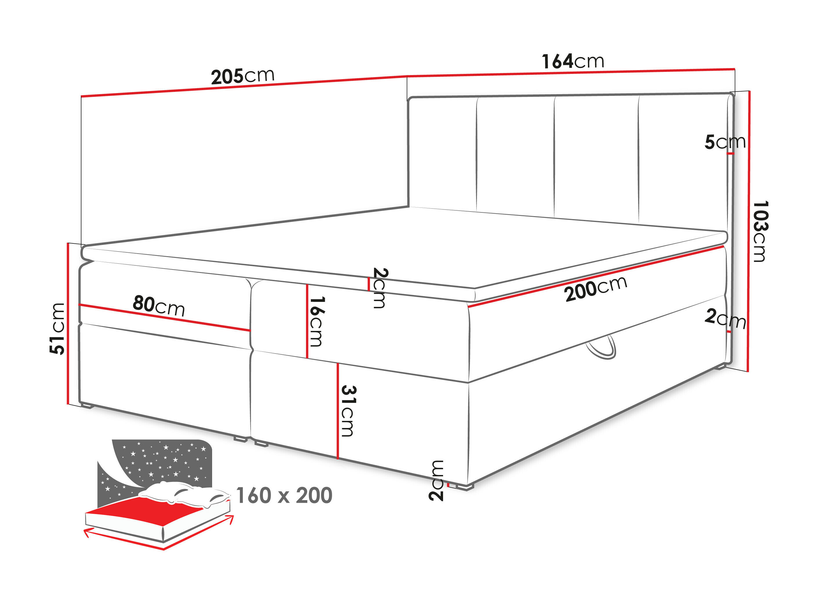 Boxspring krevet Oppidum (Polo 894)