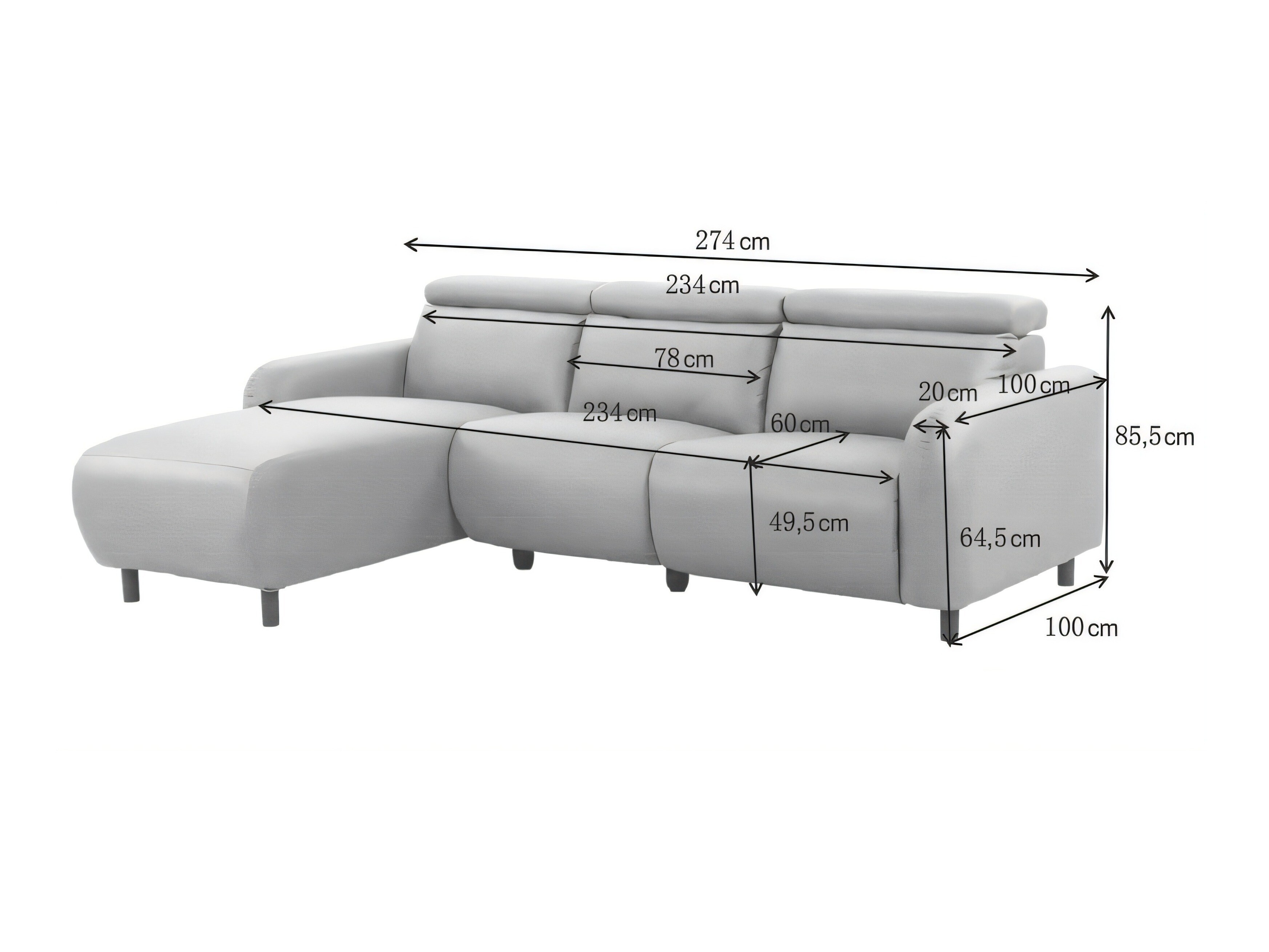 Podesiva kutna ganitura Revbena 104 (Antracit)