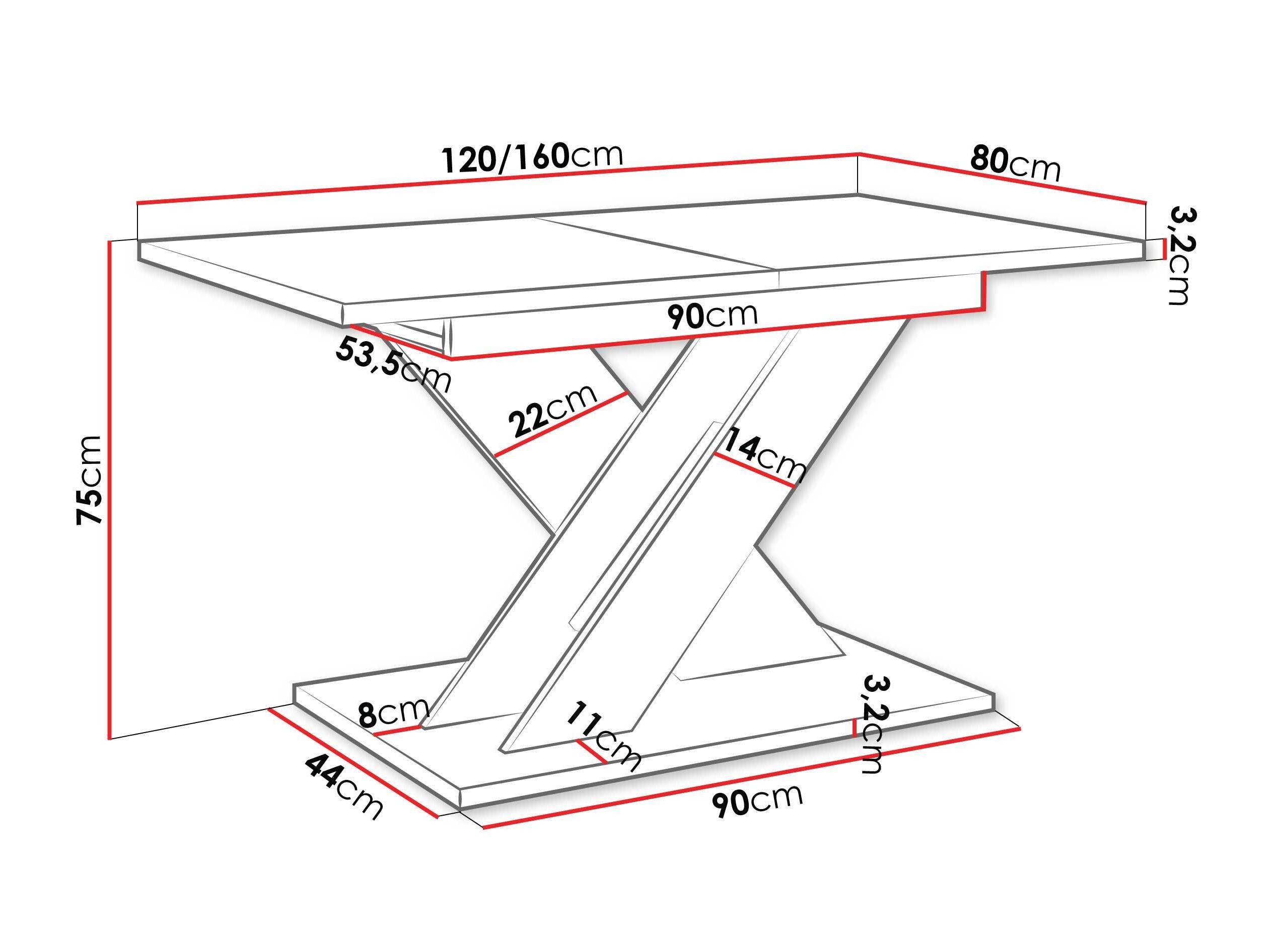 Stol Goodyear 141 (Hrast Wotan + Sjajno crna)
