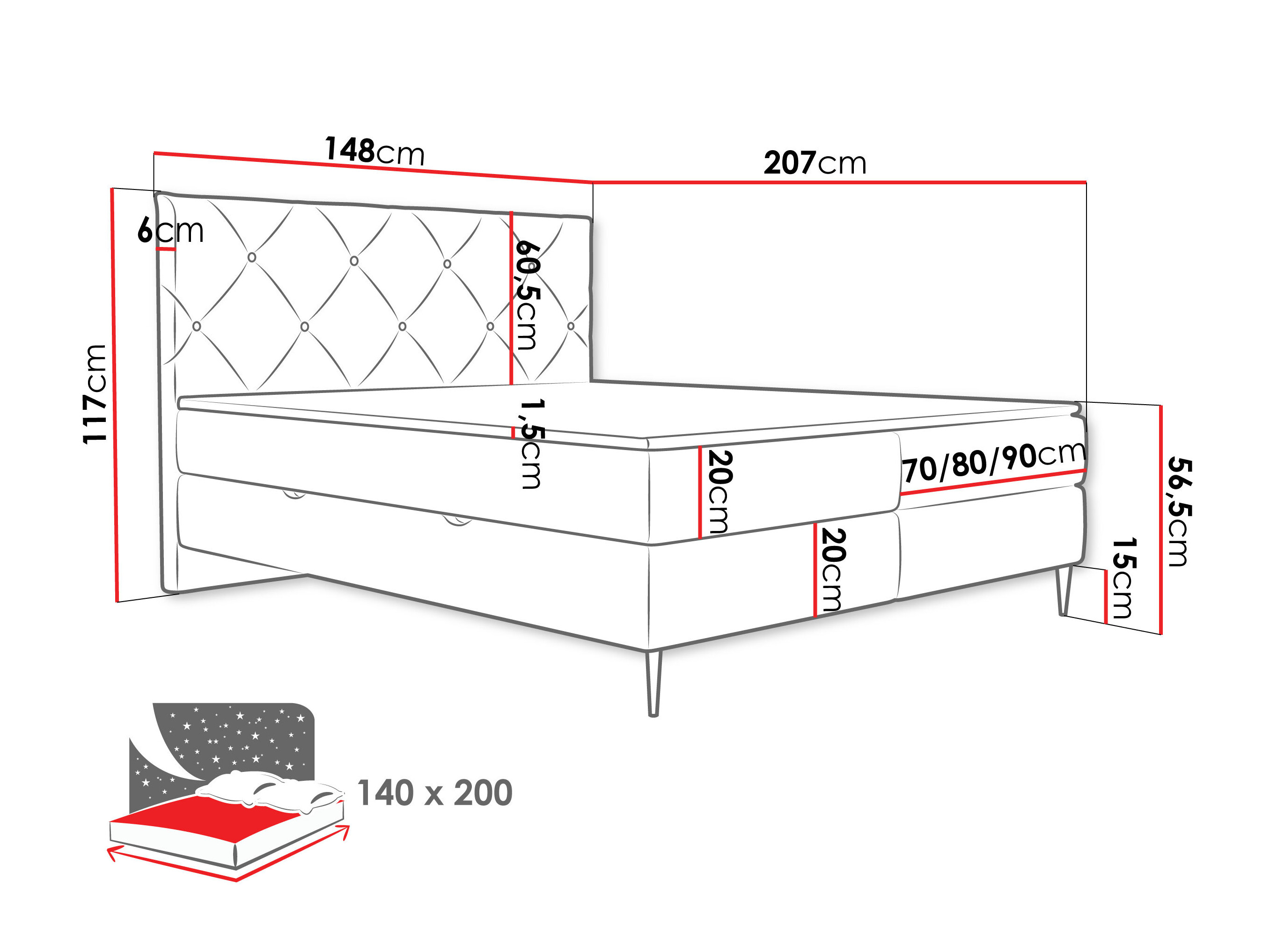 Boxspring krevet ComfiDream Myrel (Verita 16)