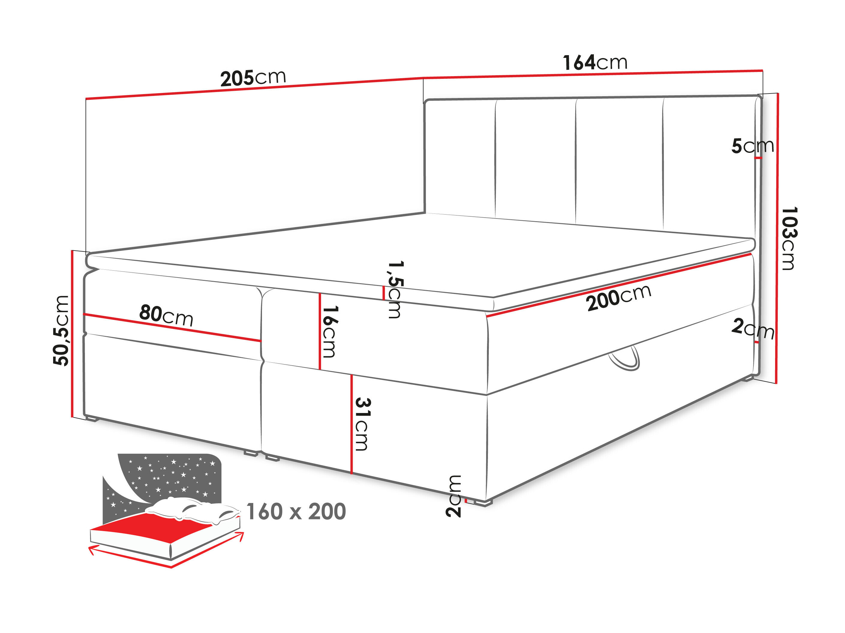 Boxspring krevet Oppidum (Polo 894)