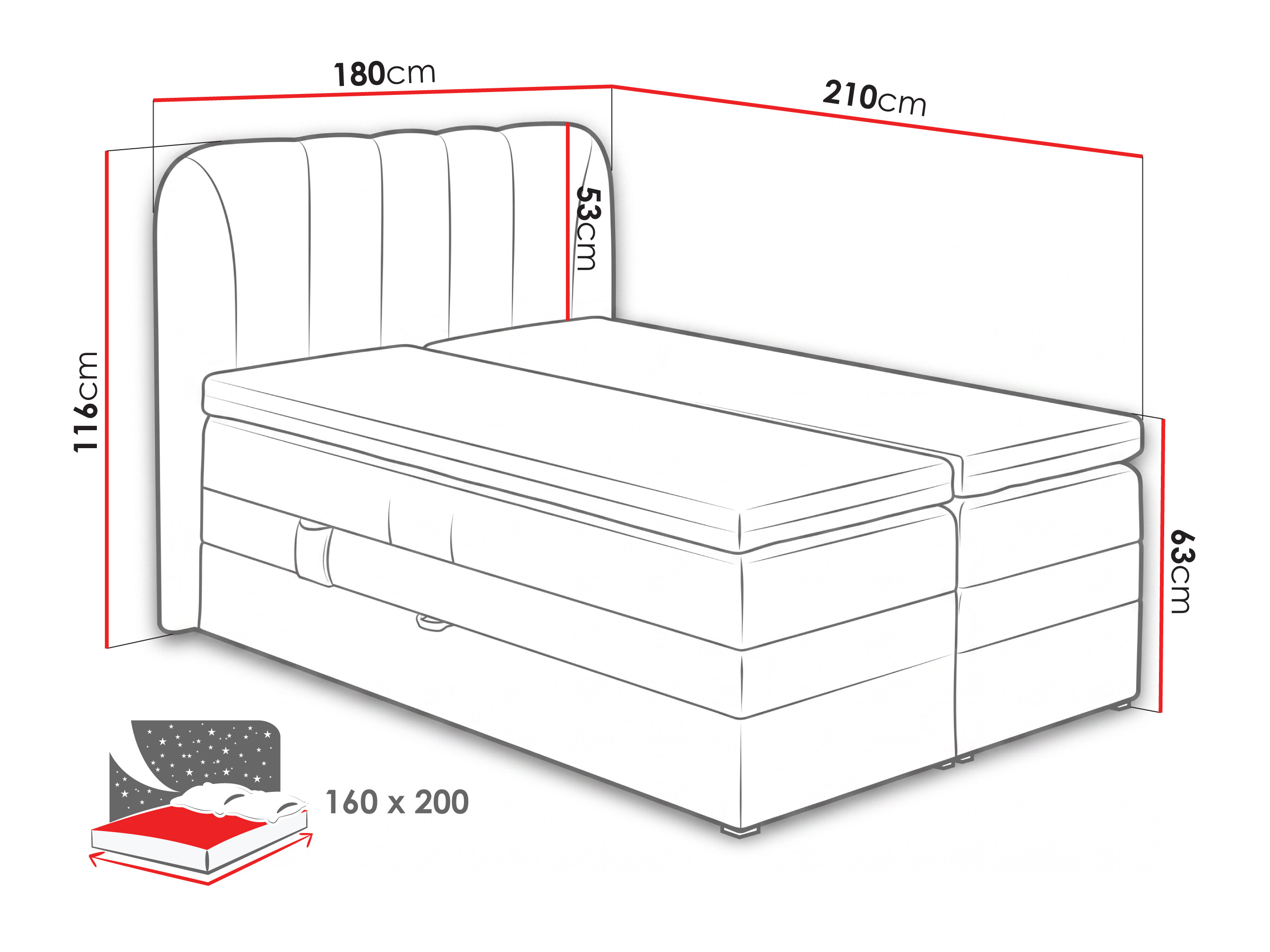 Boxspring krevet Norman 127 (Siva)